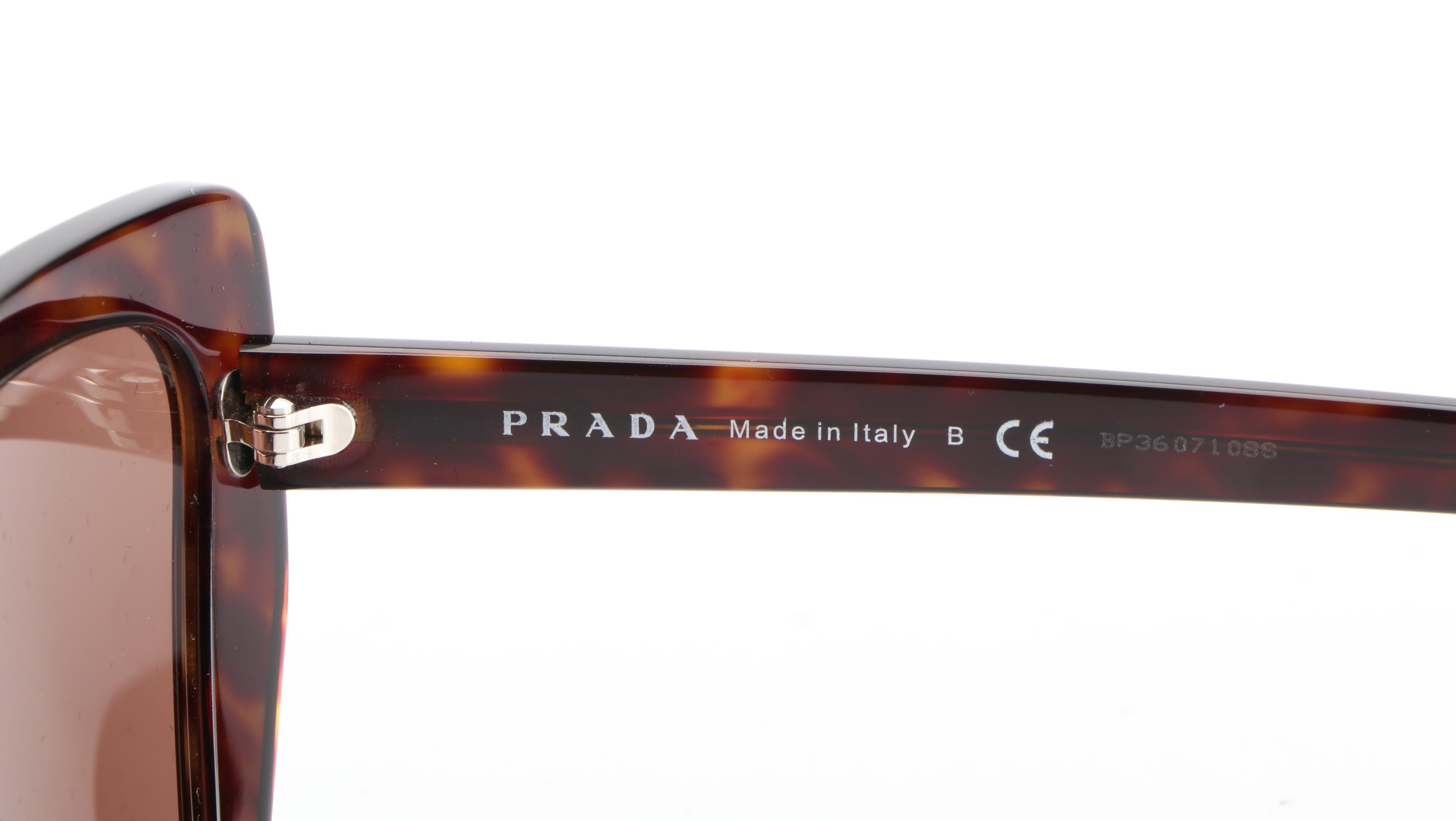 Prada SPR08V-F Modified Cat Eye Sunglasses in Havana with Case and Box