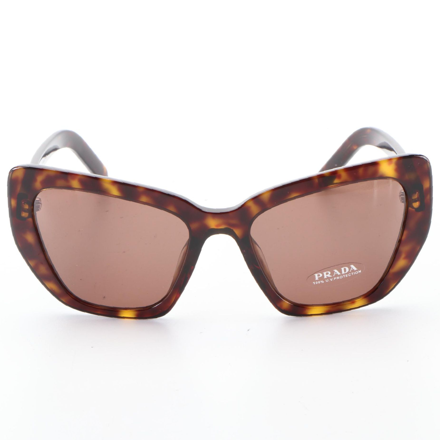 Prada SPR08V-F Modified Cat Eye Sunglasses in Havana with Case and Box