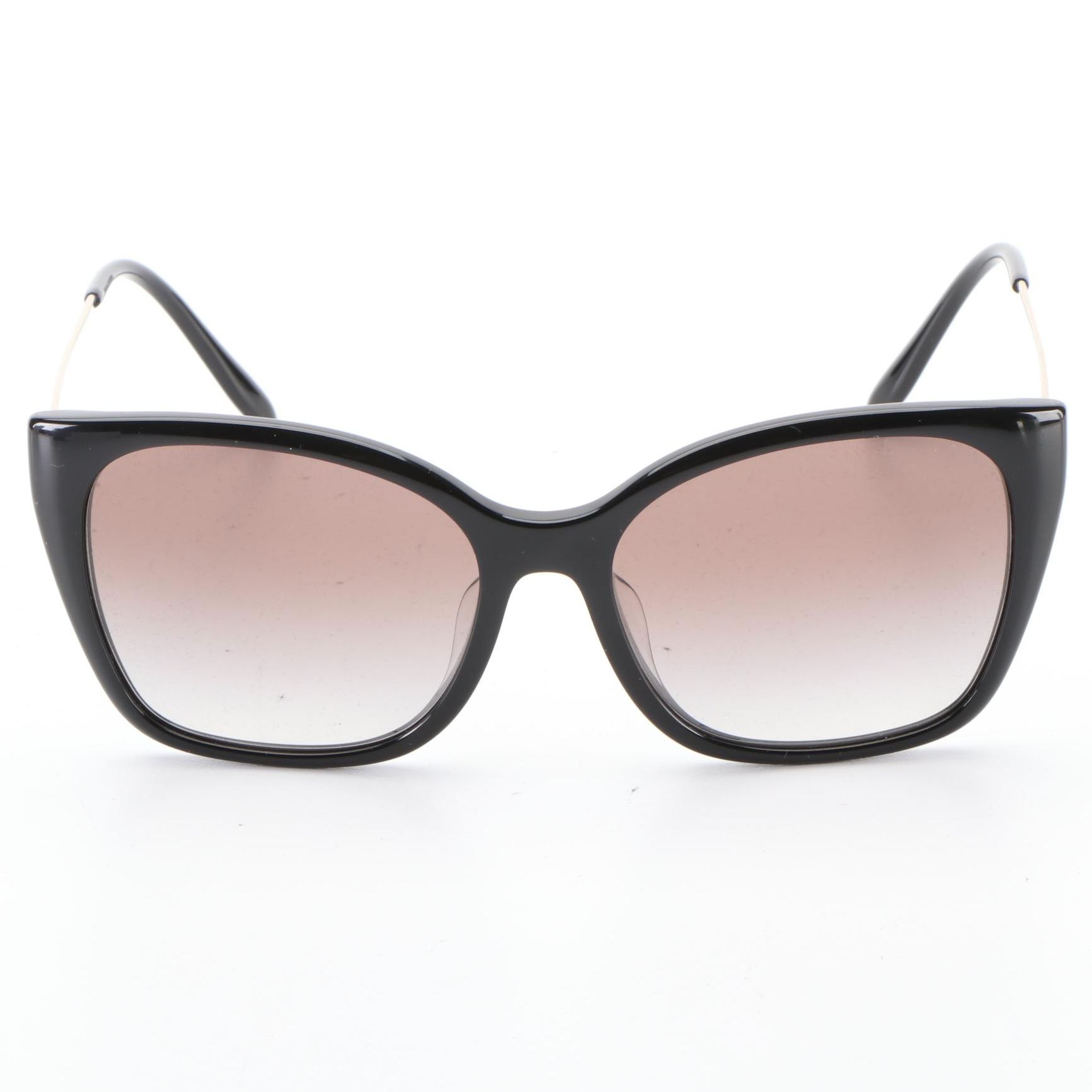 Prada SPR12X-F Modified Cat Eye Sunglasses in Black with Case and Box