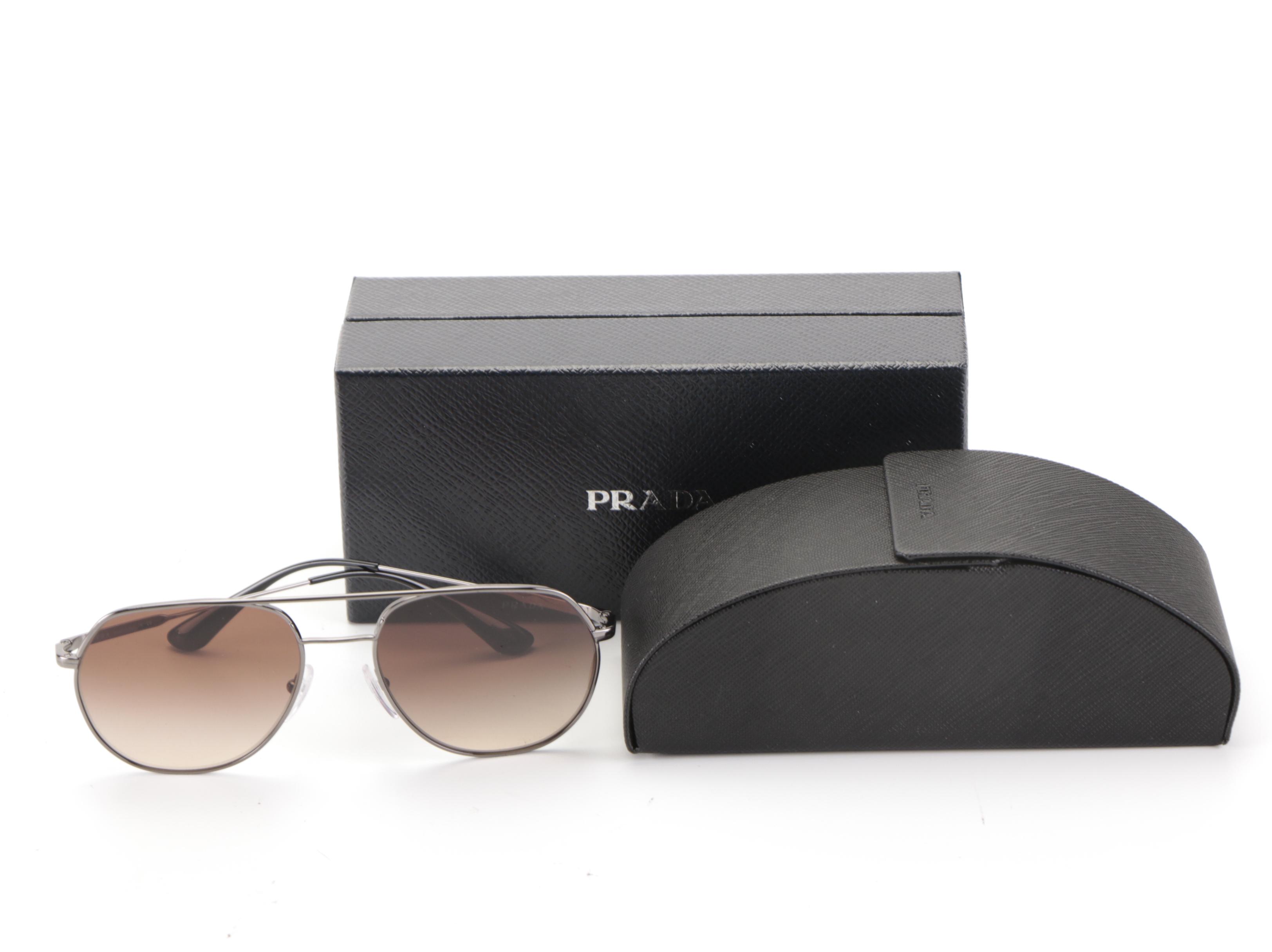 Prada SPR55U Conceptual Metal Sunglasses with Case and Box