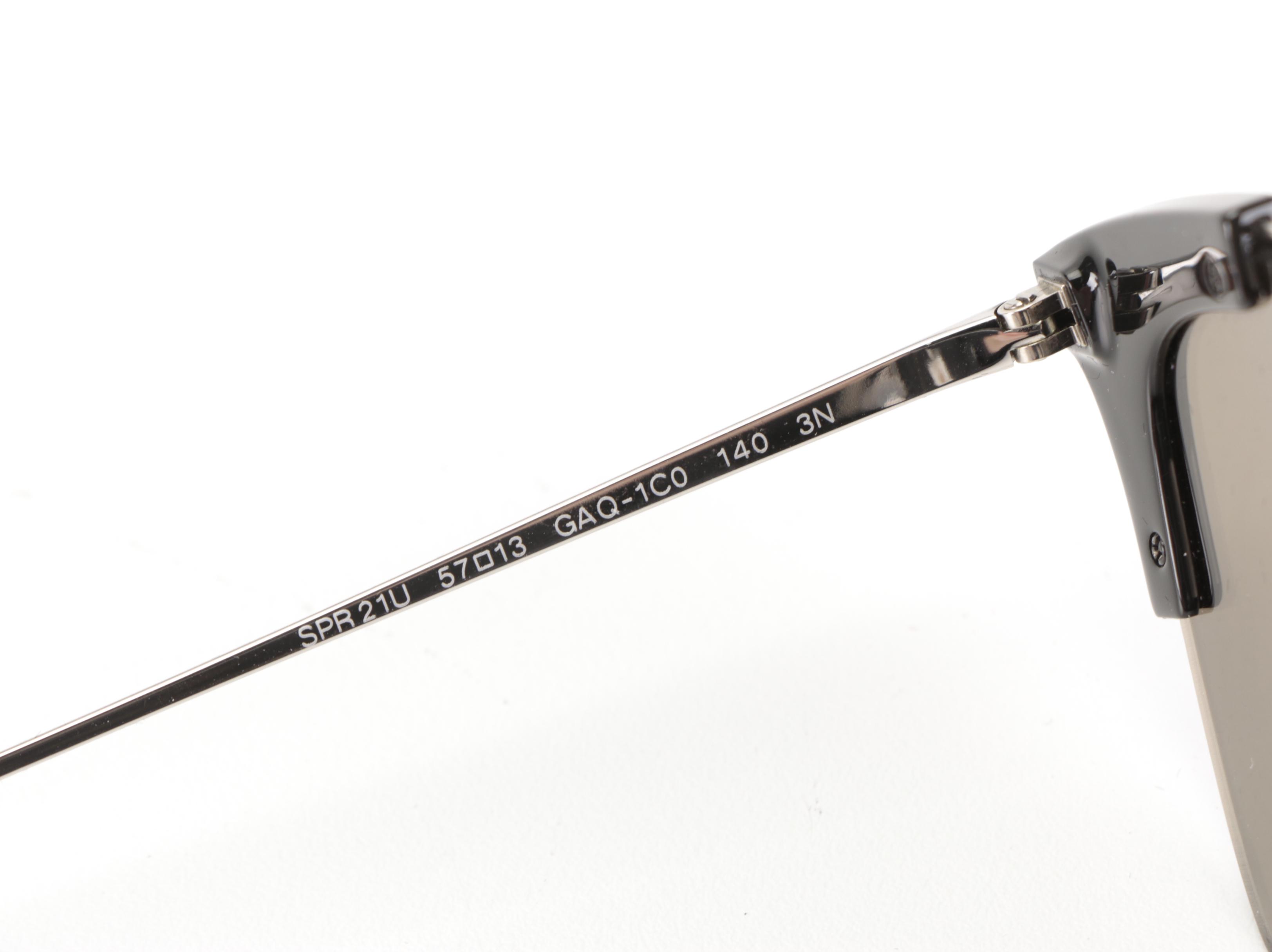 Prada SPR21U Silver Tone Cat Eye Sunglasses with Case and Box