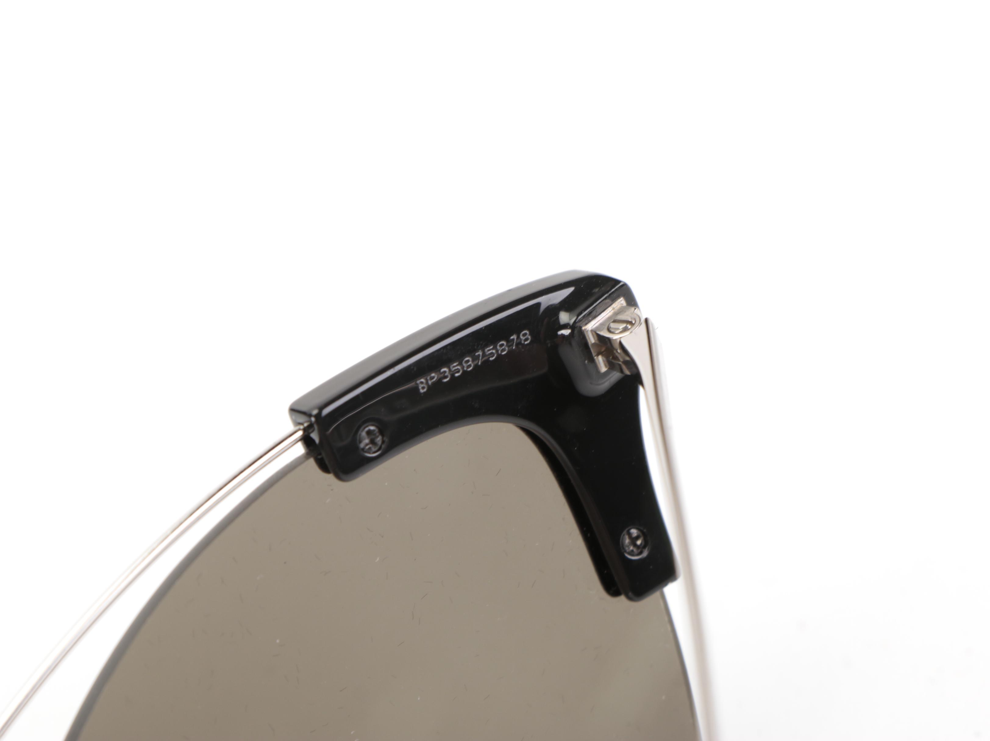 Prada SPR21U Silver Tone Cat Eye Sunglasses with Case and Box