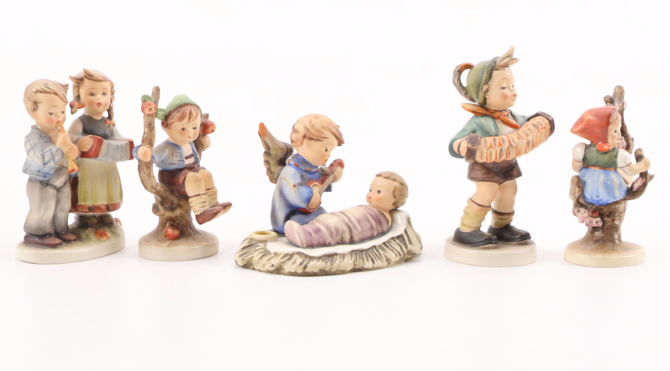 Goebel "Band Leader", "Little Drummer" with Other Porcelain Hummel Figurines