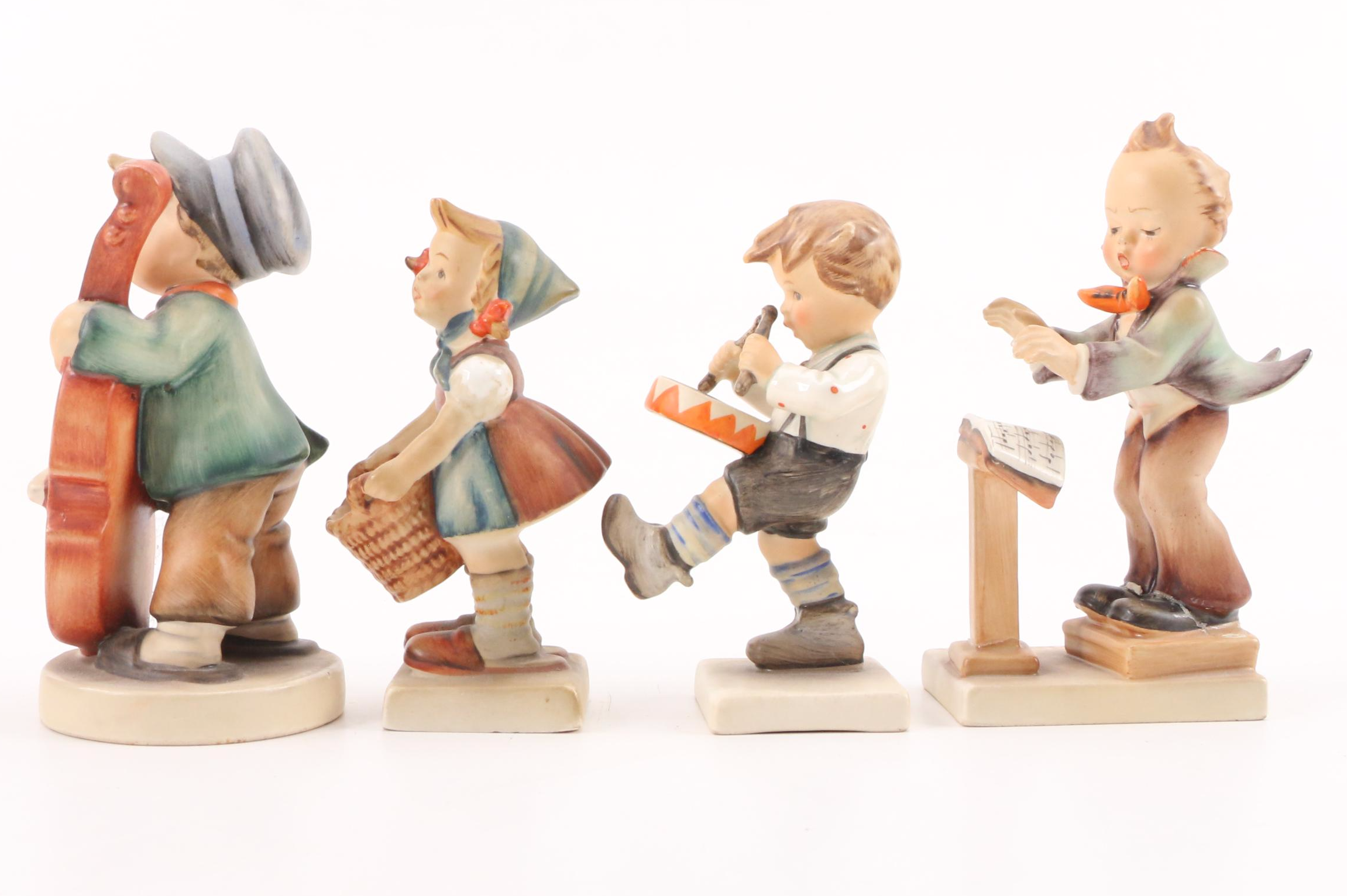 Goebel "Band Leader", "Little Drummer" with Other Porcelain Hummel Figurines