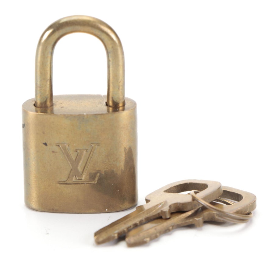 Louis Vuitton Brass Padlock and Keys Set