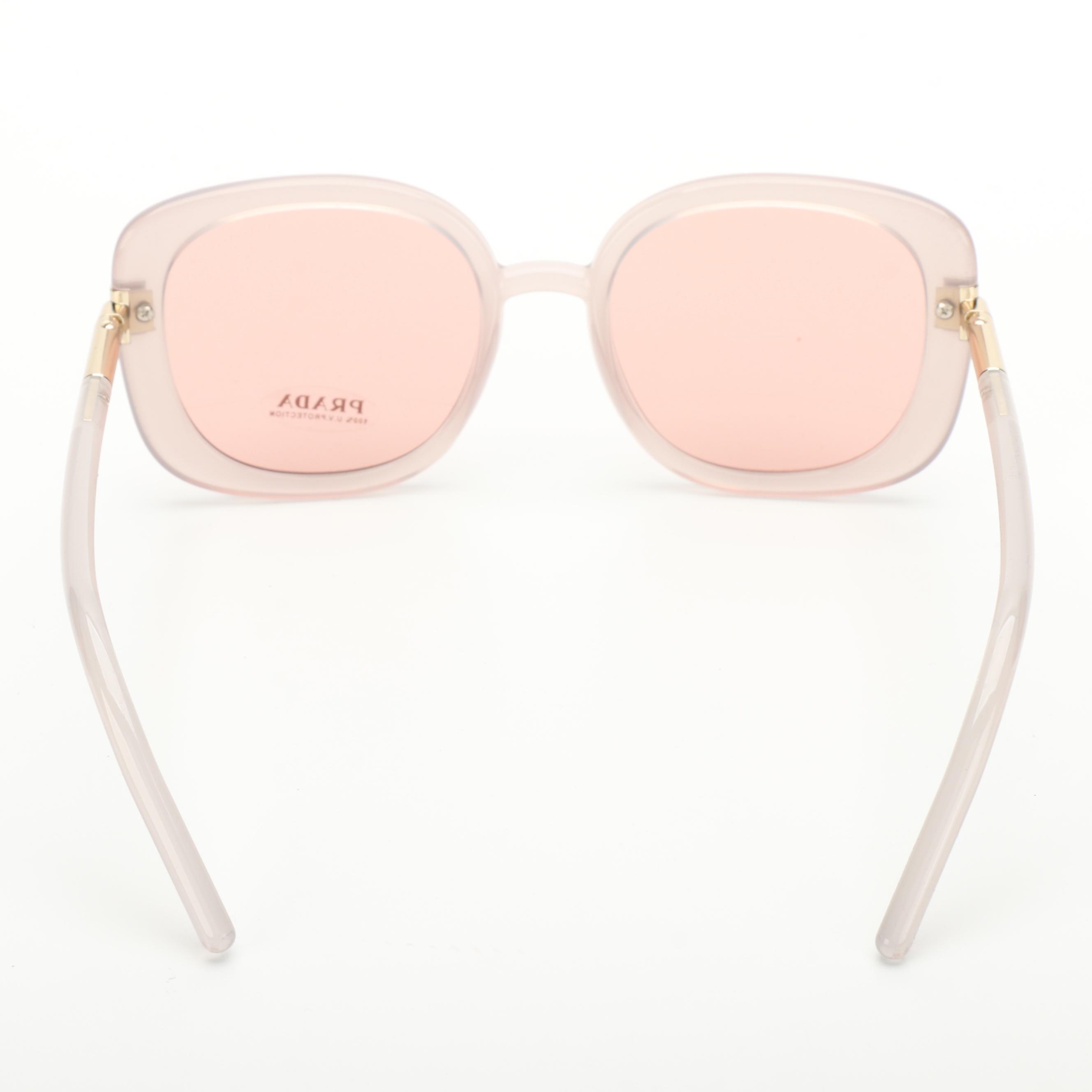 Prada SPR04W Translucent Pink Opal Frame Pink Lens Sunglasses with Case