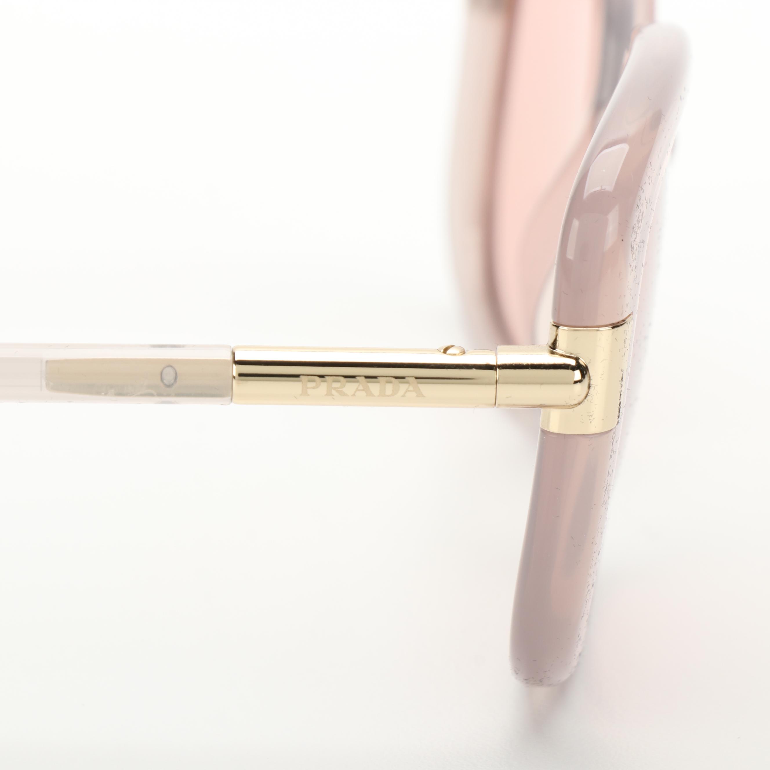 Prada SPR04W Translucent Pink Opal Frame Pink Lens Sunglasses with Case