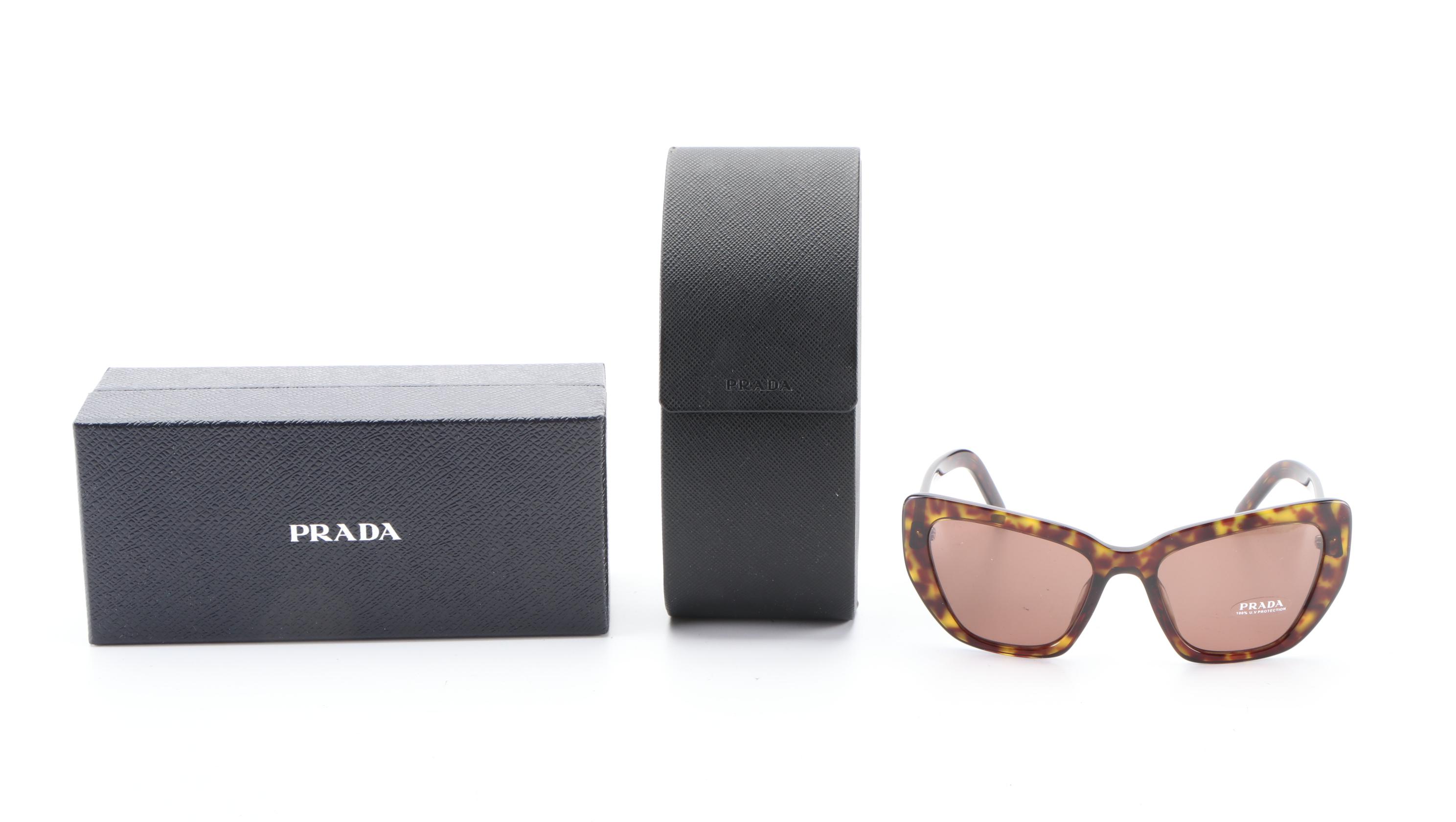 Prada SPR 08V-F Modified Cat Eye Style Sunglasses with Case and Box