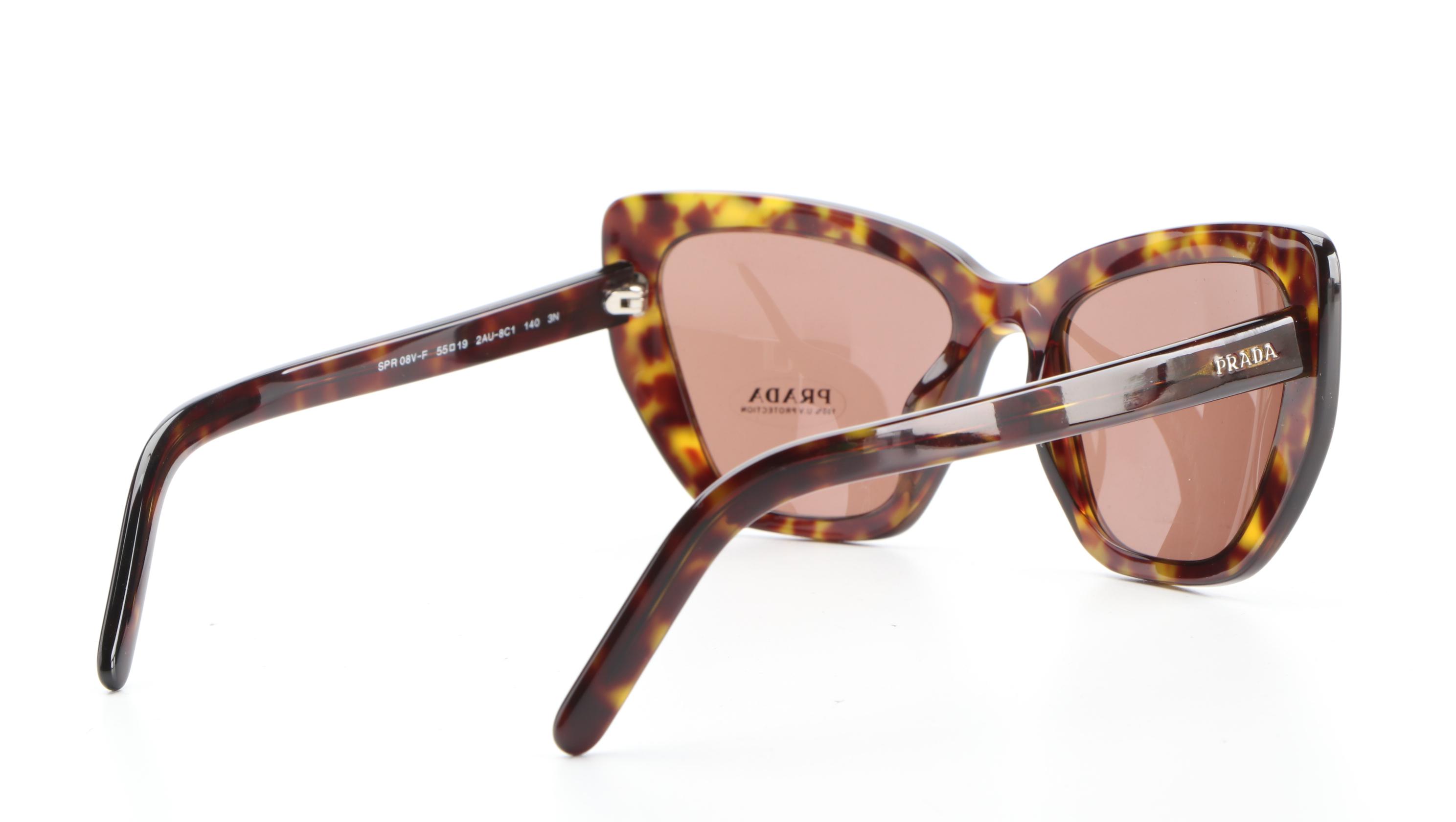 Prada SPR 08V-F Modified Cat Eye Style Sunglasses with Case and Box