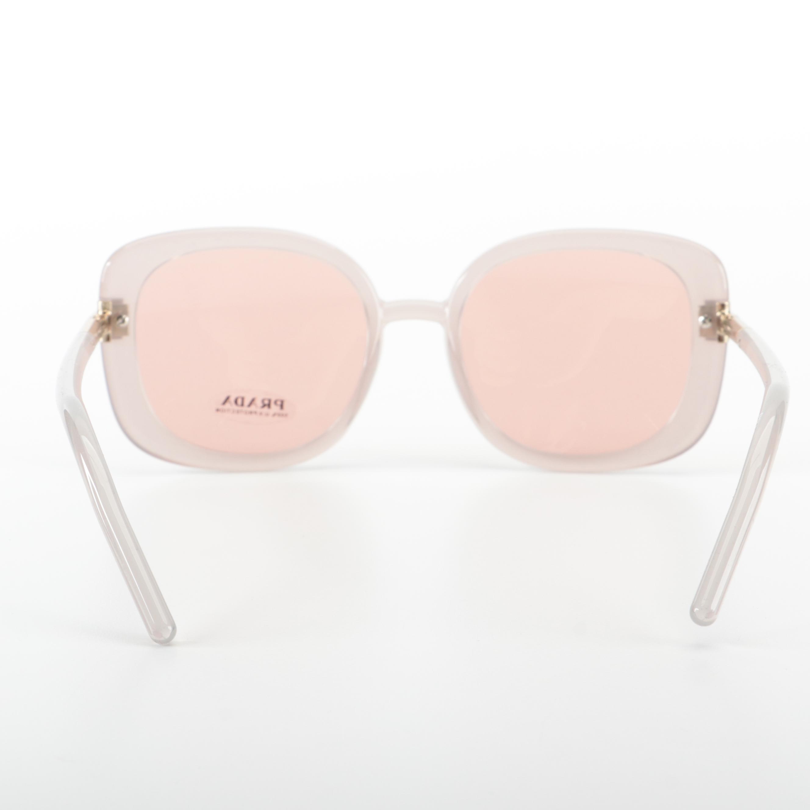 Prada SPR04W Opal Grey/Translucent Pink and Gold Metal Sunglasses with Case/Box