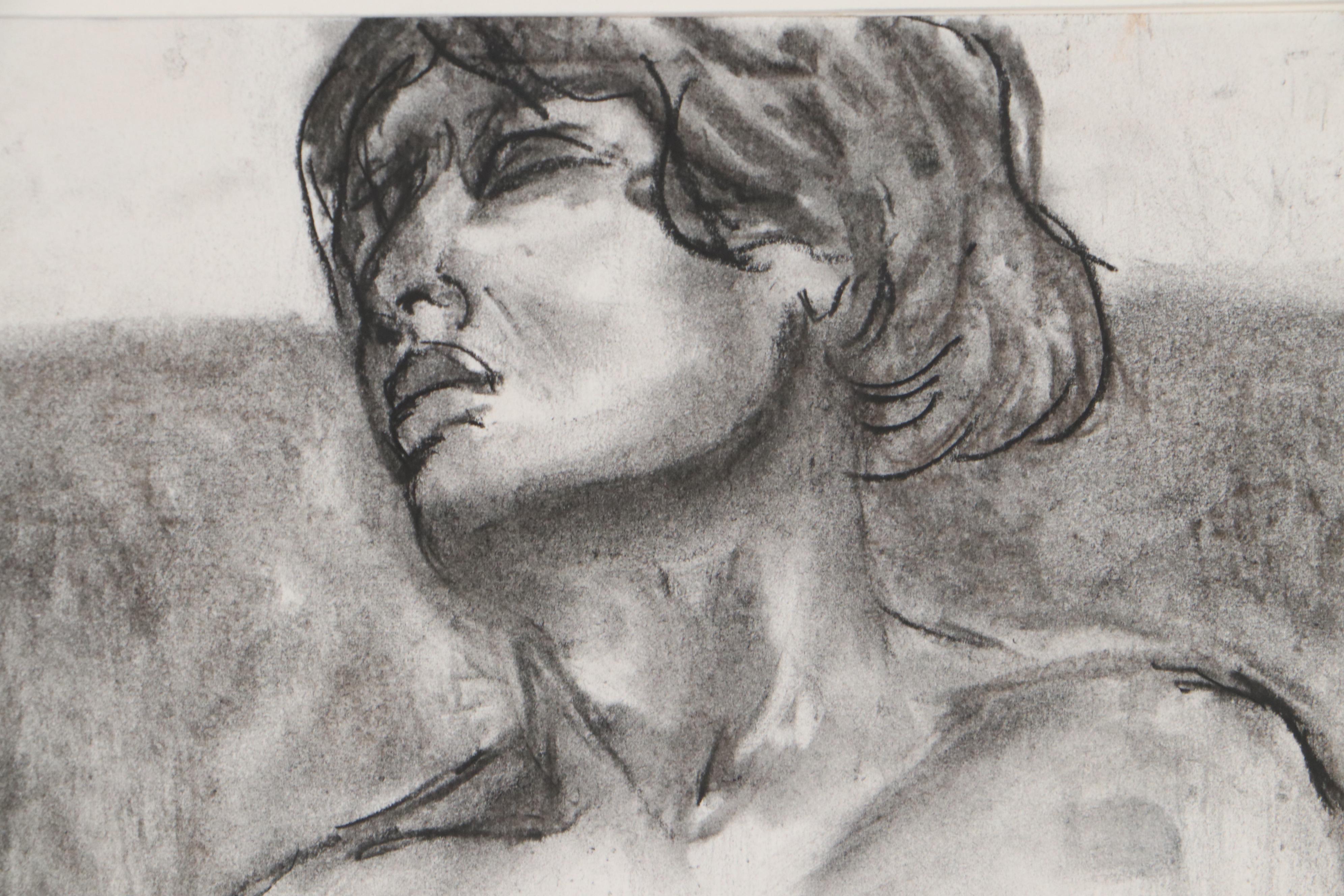 Rebecca Sharfman Charcoal Drawing of Seated Nude