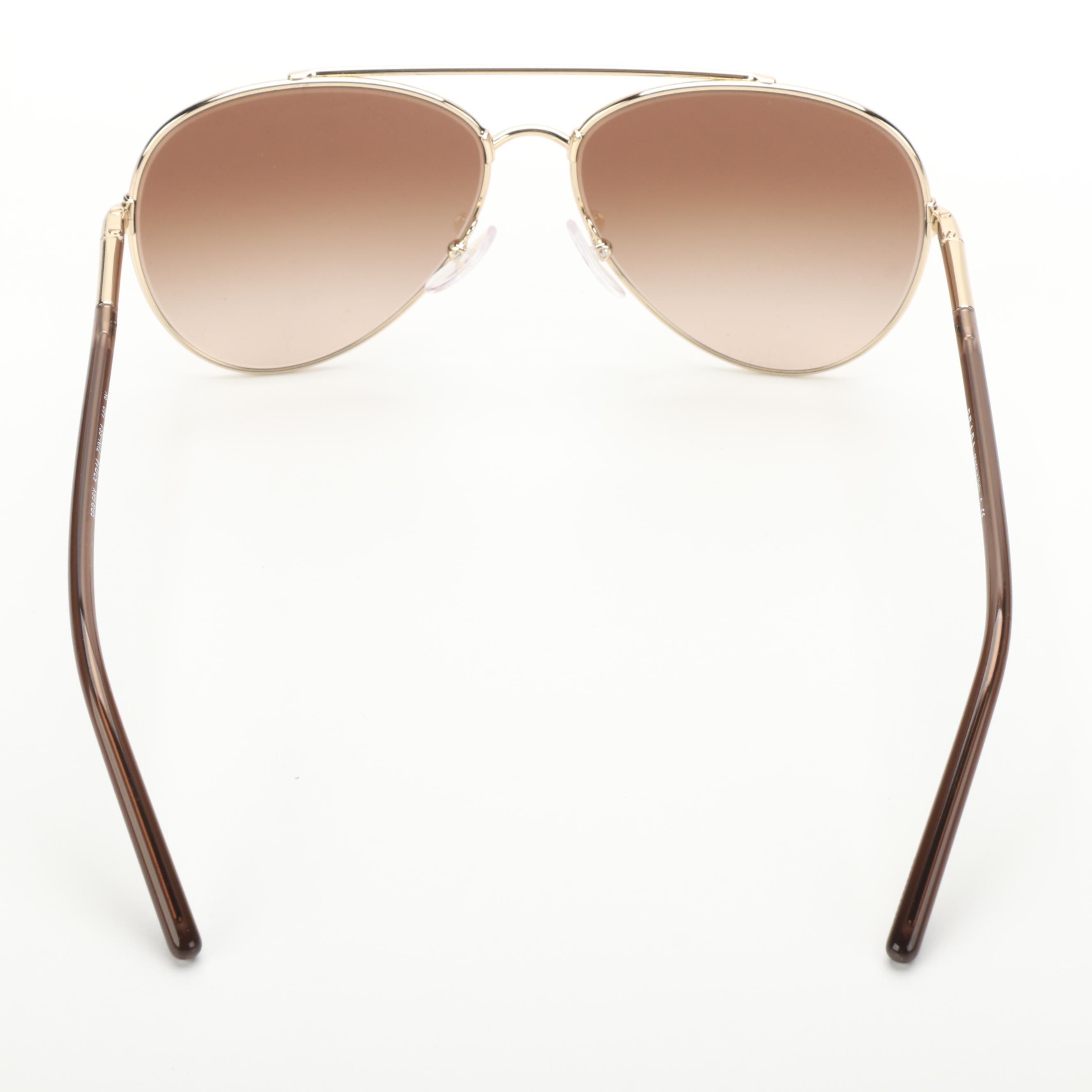 Prada SPR66X Gold Tone Pilot Sunglasses with Case and Box