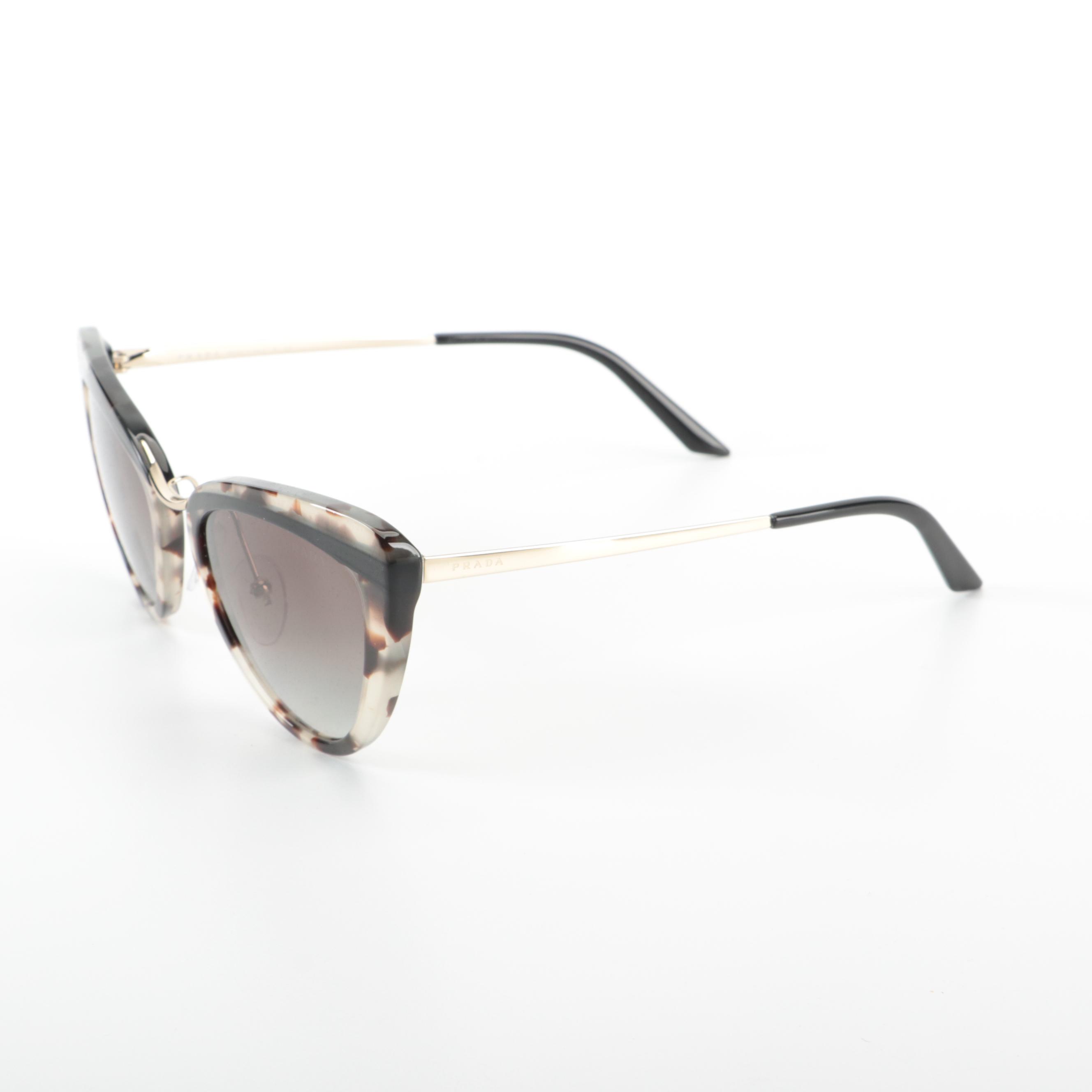 Prada SPR25X Light Havana/Black/Gold Frame Gradient Sunglasses with Case and Box