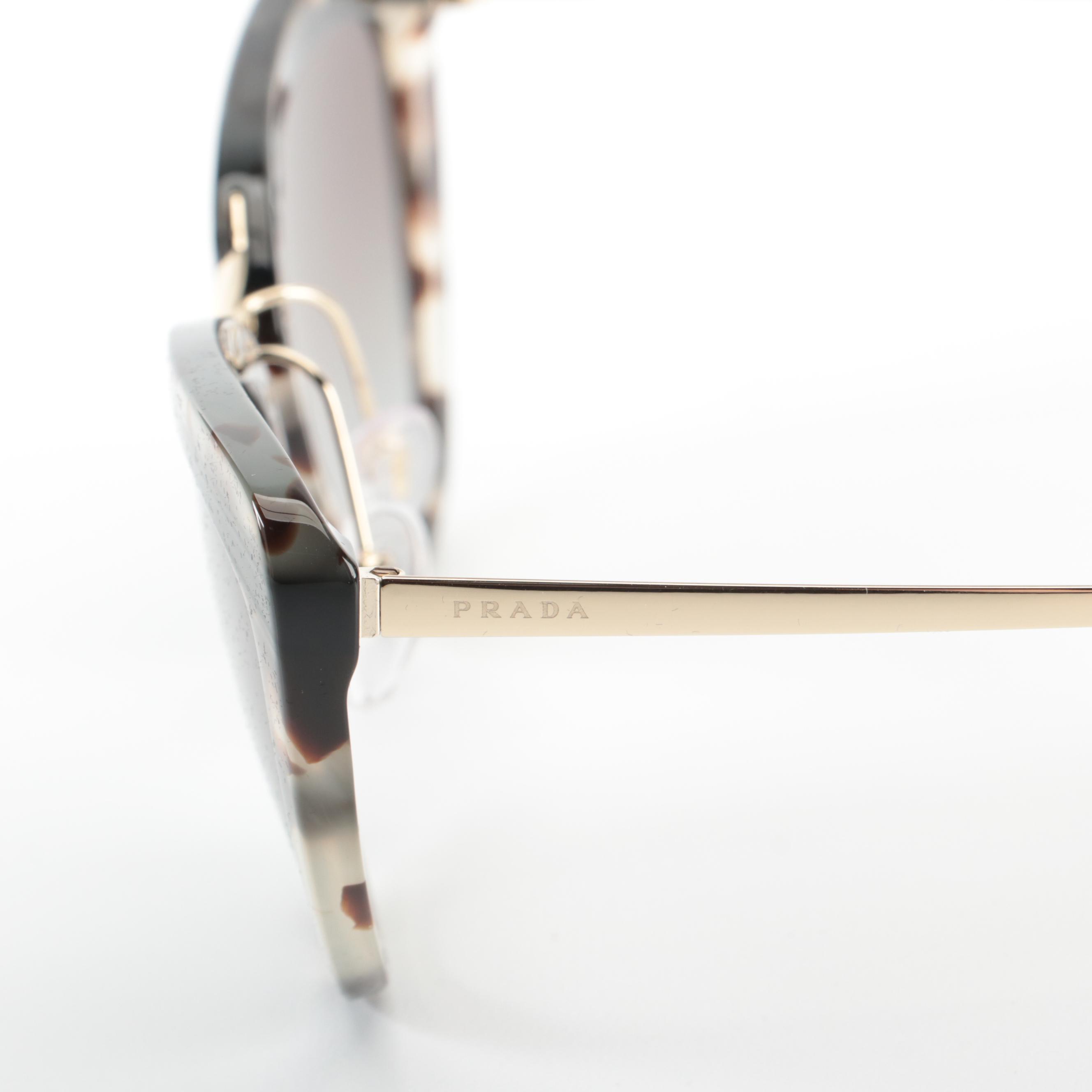 Prada SPR25X Light Havana/Black/Gold Frame Gradient Sunglasses with Case and Box