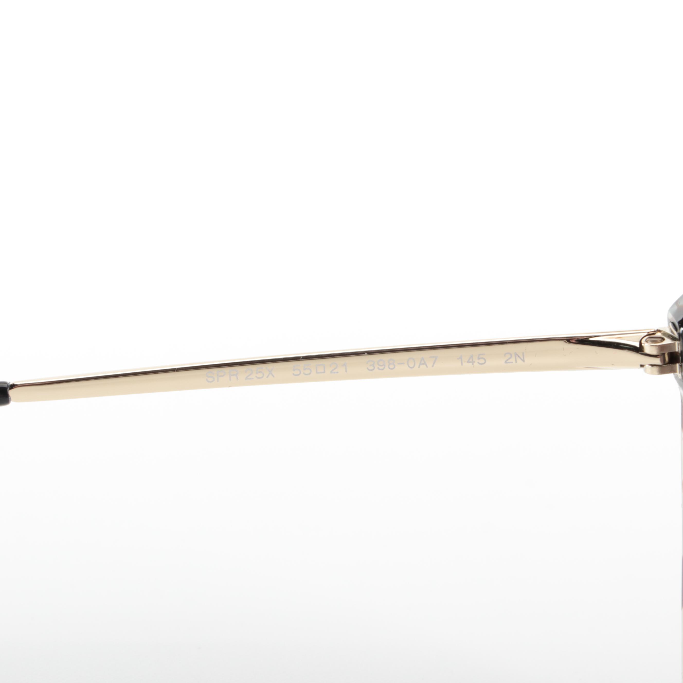 Prada SPR25X Light Havana/Black/Gold Frame Gradient Sunglasses with Case and Box