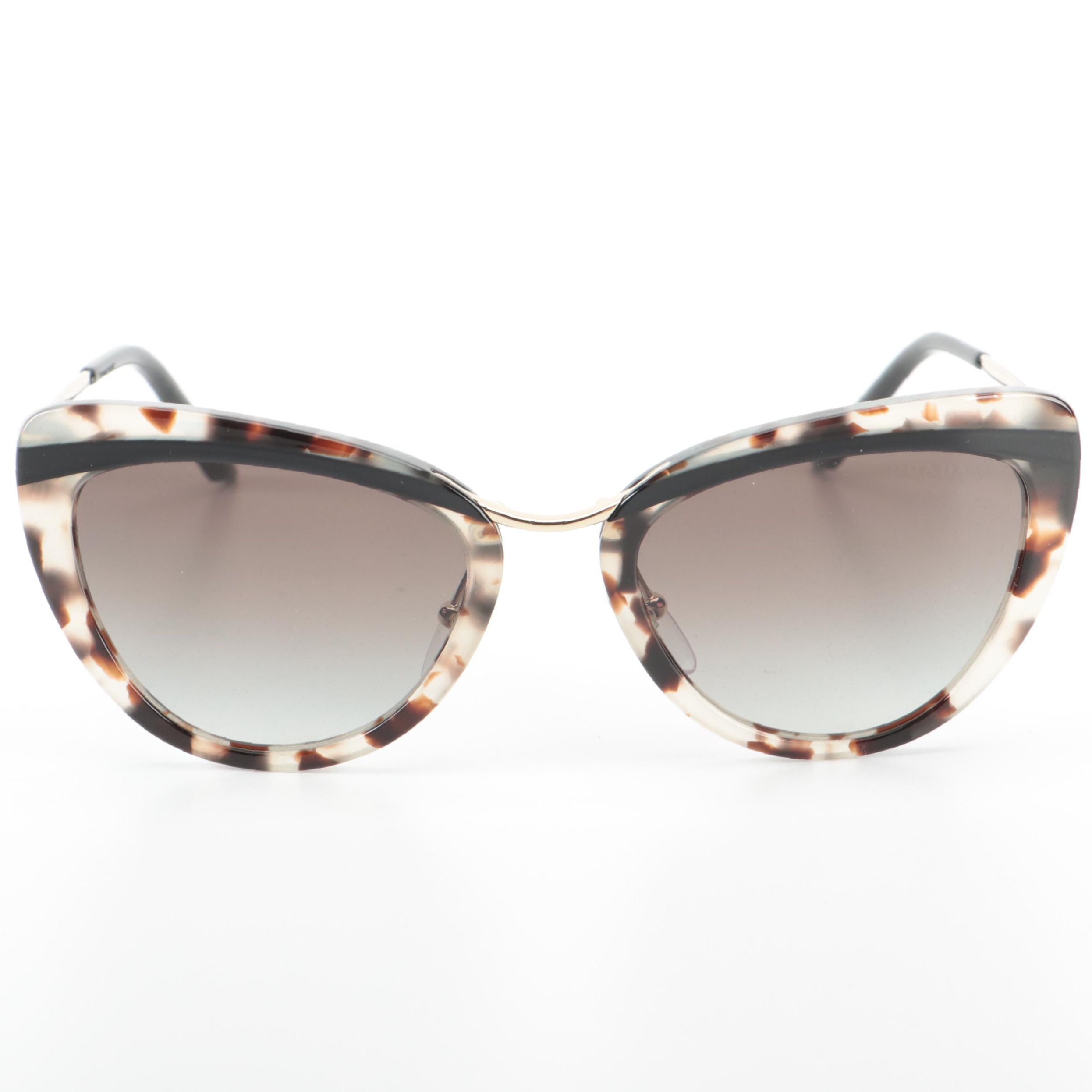 Prada SPR25X Light Havana/Black/Gold Frame Gradient Sunglasses with Case and Box