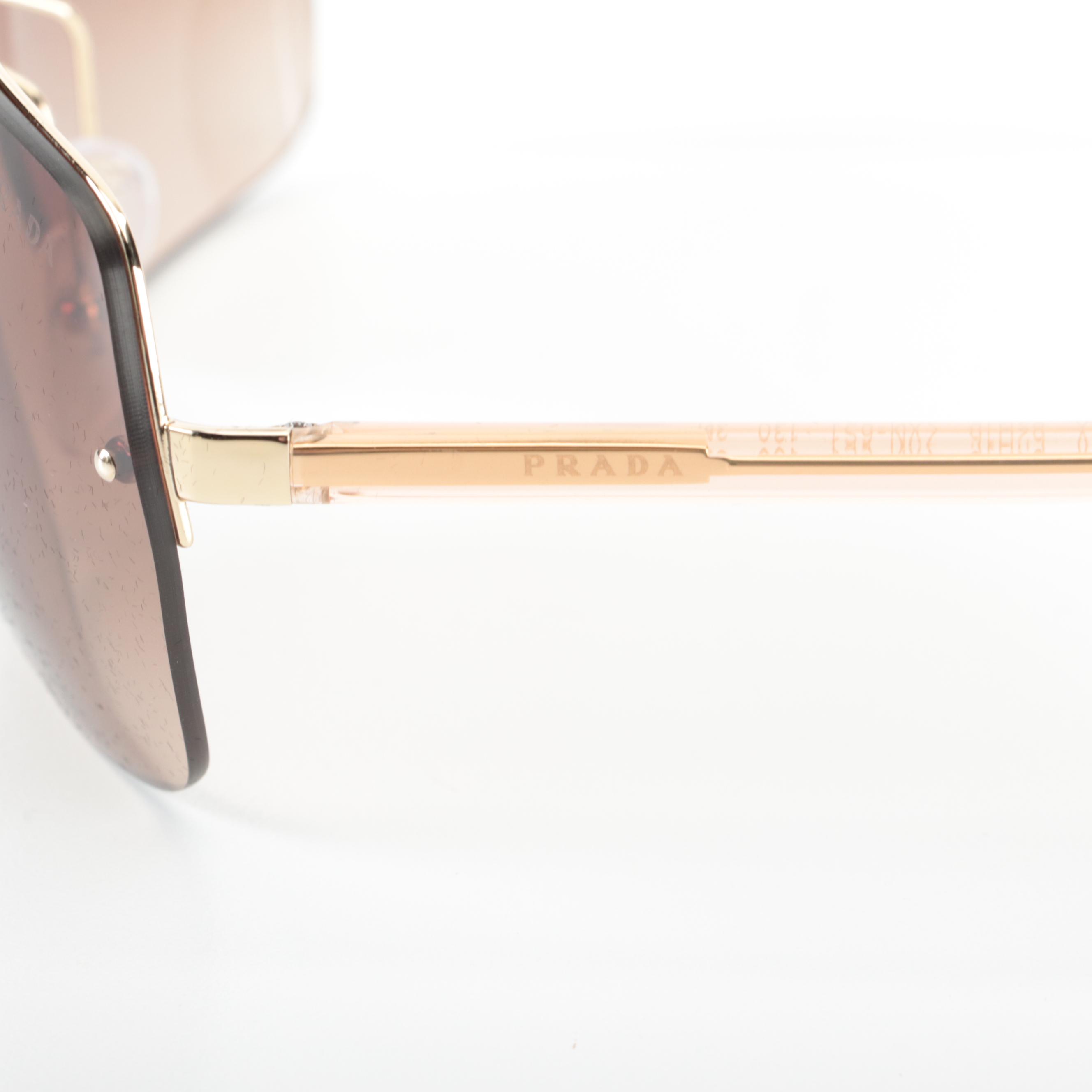 Prada SPR63VS Rimless Light Gold/Havana Brown Gradient Lens Sunglasses with Case