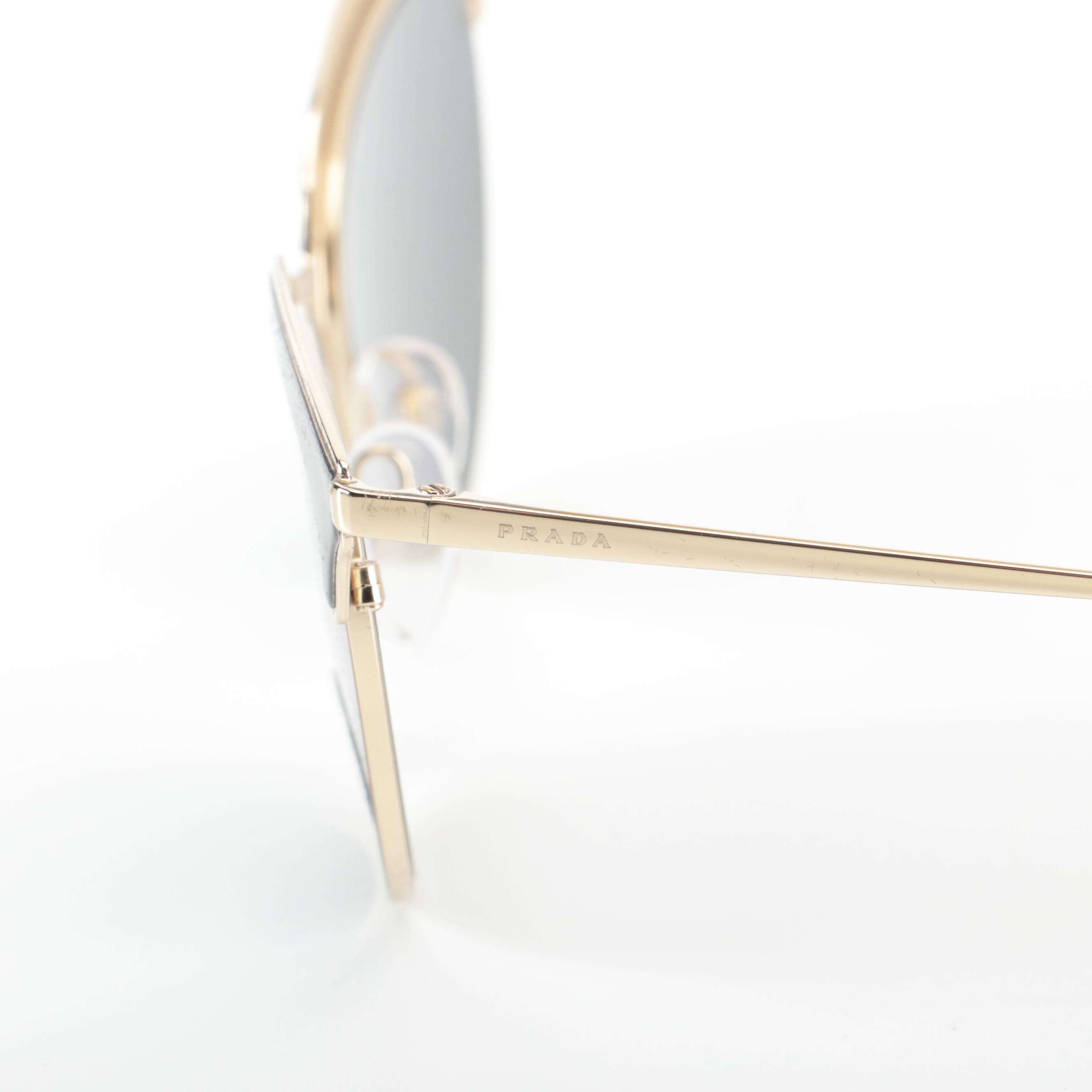 Prada SPR60V Modified Cat Eye Black/Gold Frame Sunglasses with Box and Case