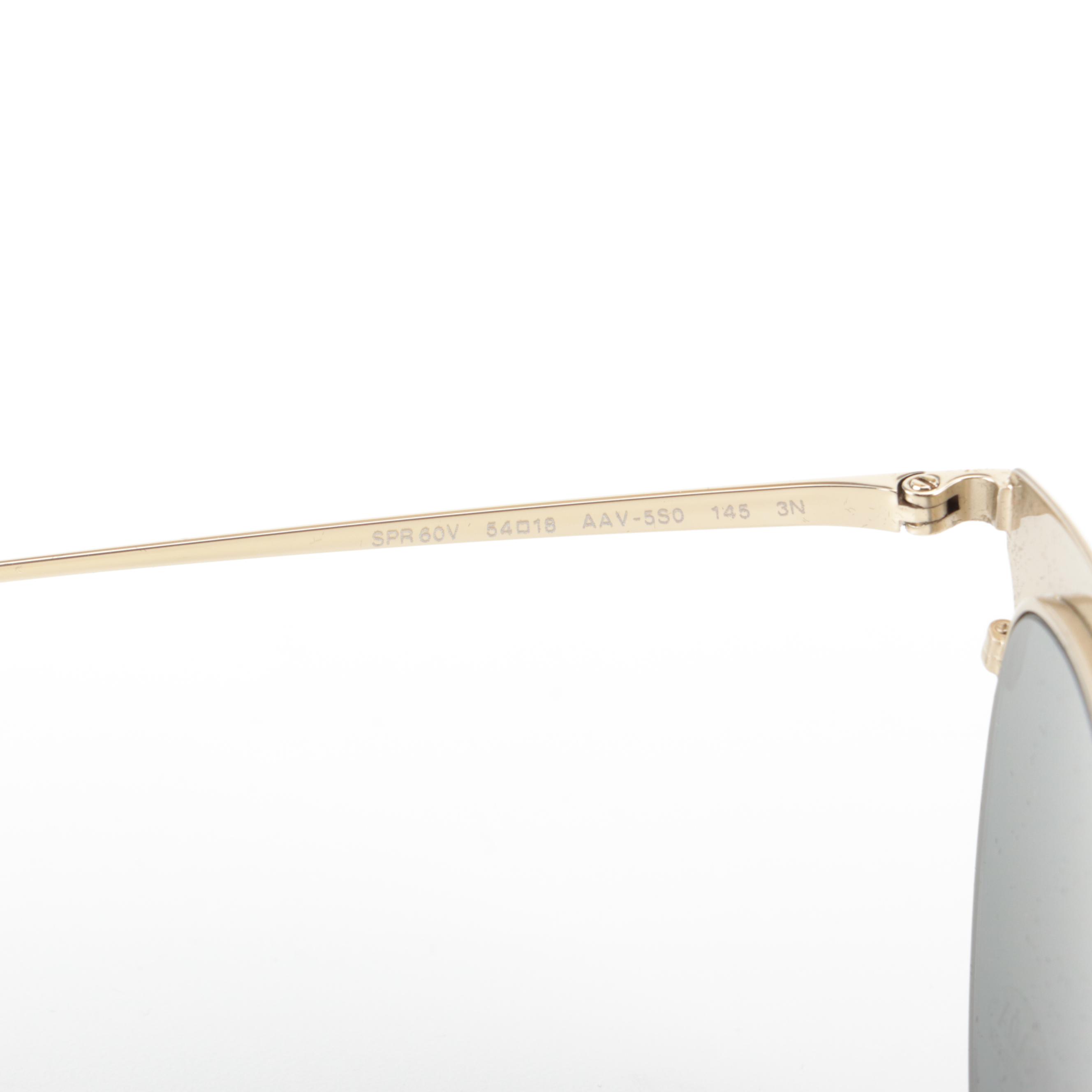 Prada SPR60V Modified Cat Eye Black/Gold Frame Sunglasses with Box and Case