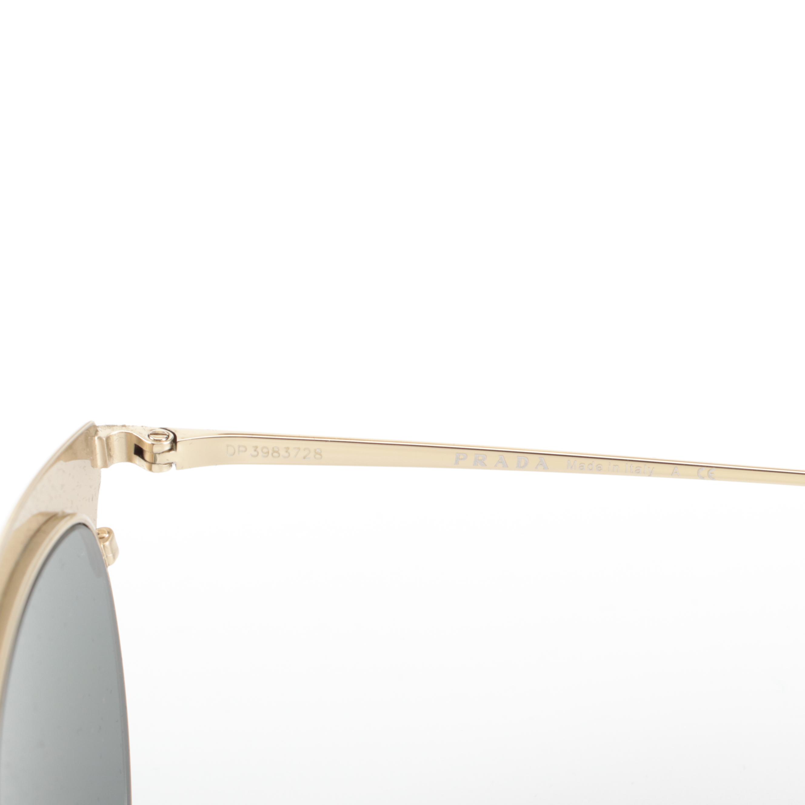 Prada SPR60V Modified Cat Eye Black/Gold Frame Sunglasses with Box and Case