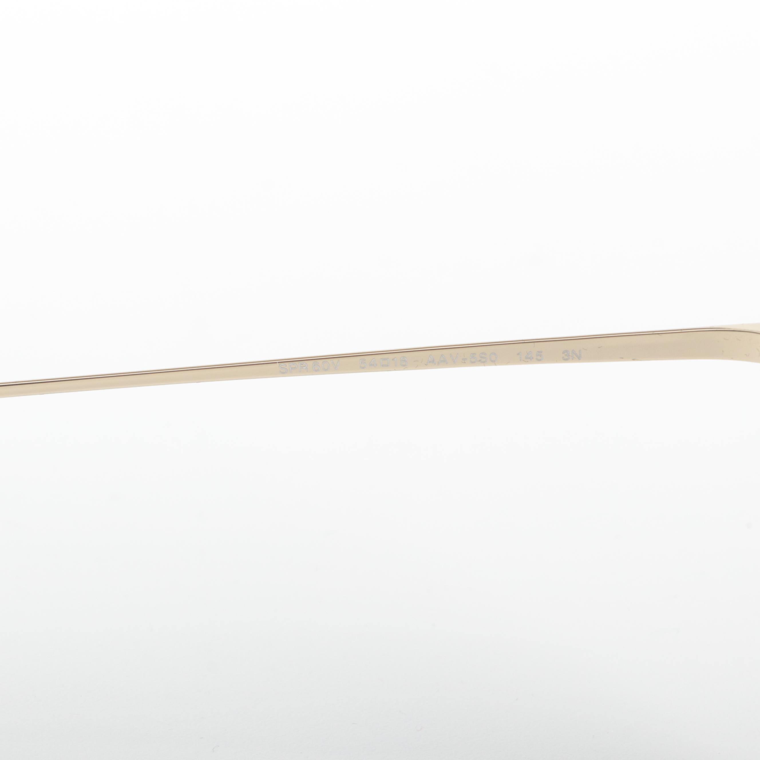 Prada SPR60V Modified Cat Eye Black/Gold Frame Sunglasses with Case and Box