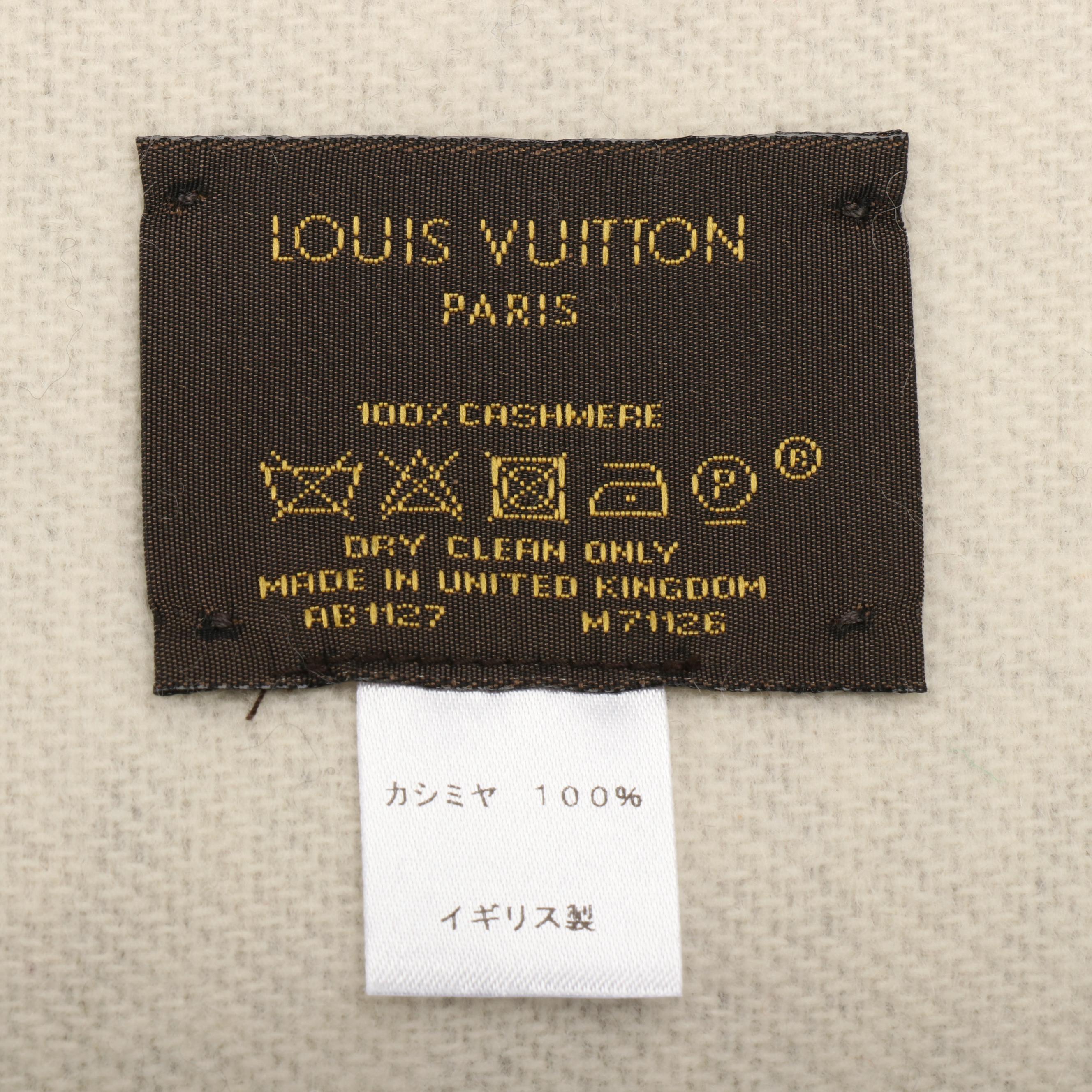Louis Vuitton Grey/Ivory Logomania Monogram Cashmere Scarf