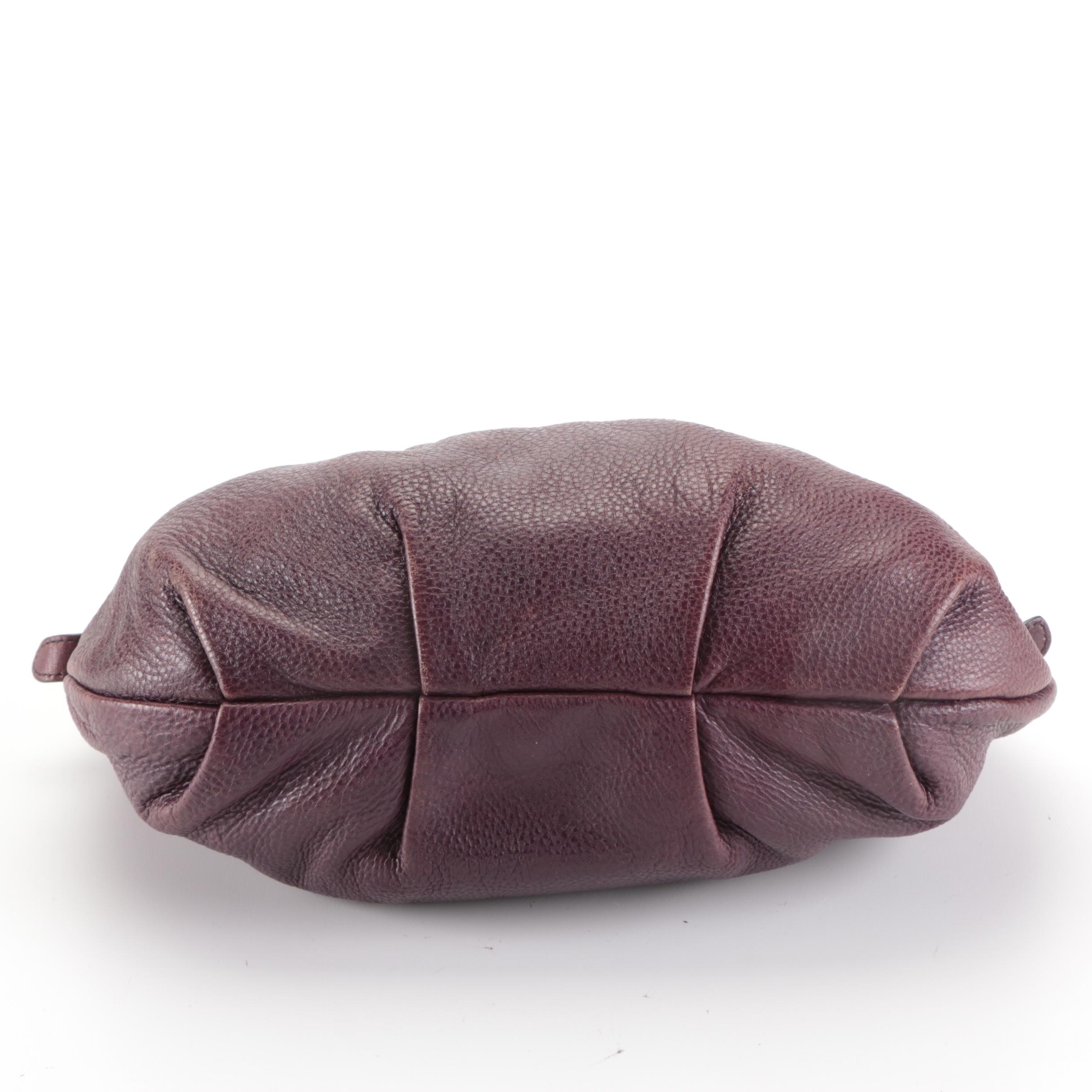 Prada Small Hobo Shoulder Bag in Aubergine Deerskin Leather