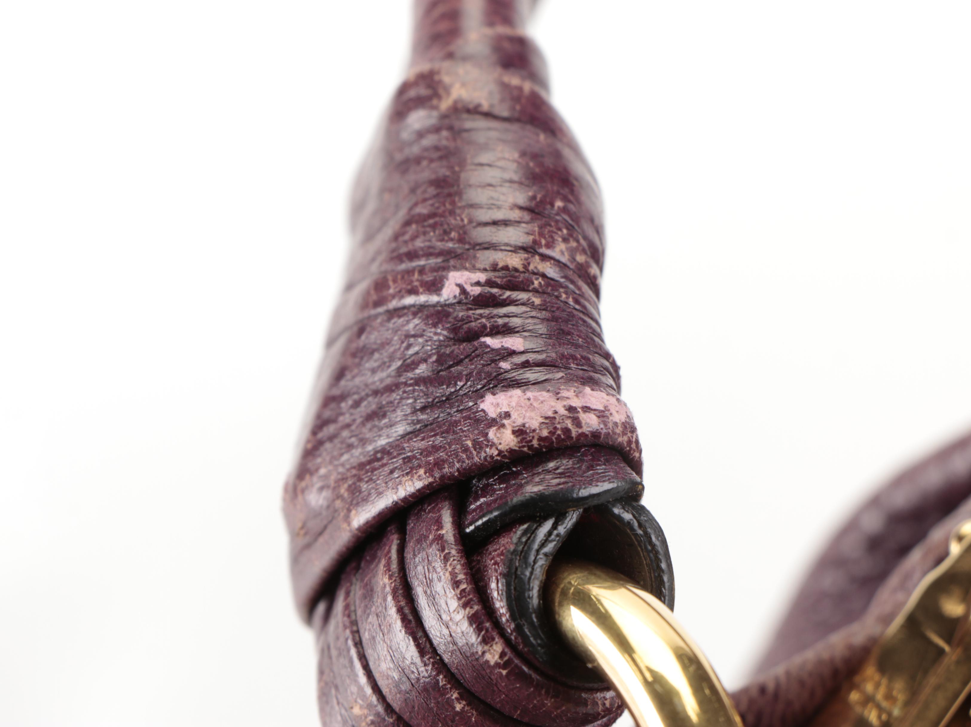 Prada Small Hobo Shoulder Bag in Aubergine Deerskin Leather