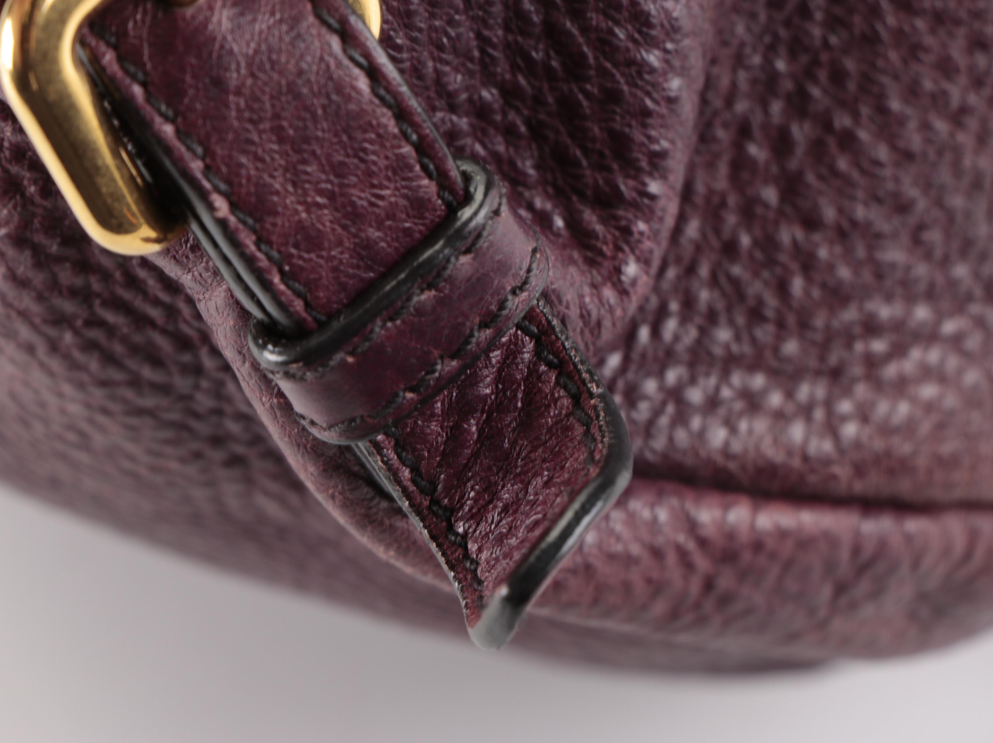 Prada Small Hobo Shoulder Bag in Aubergine Deerskin Leather