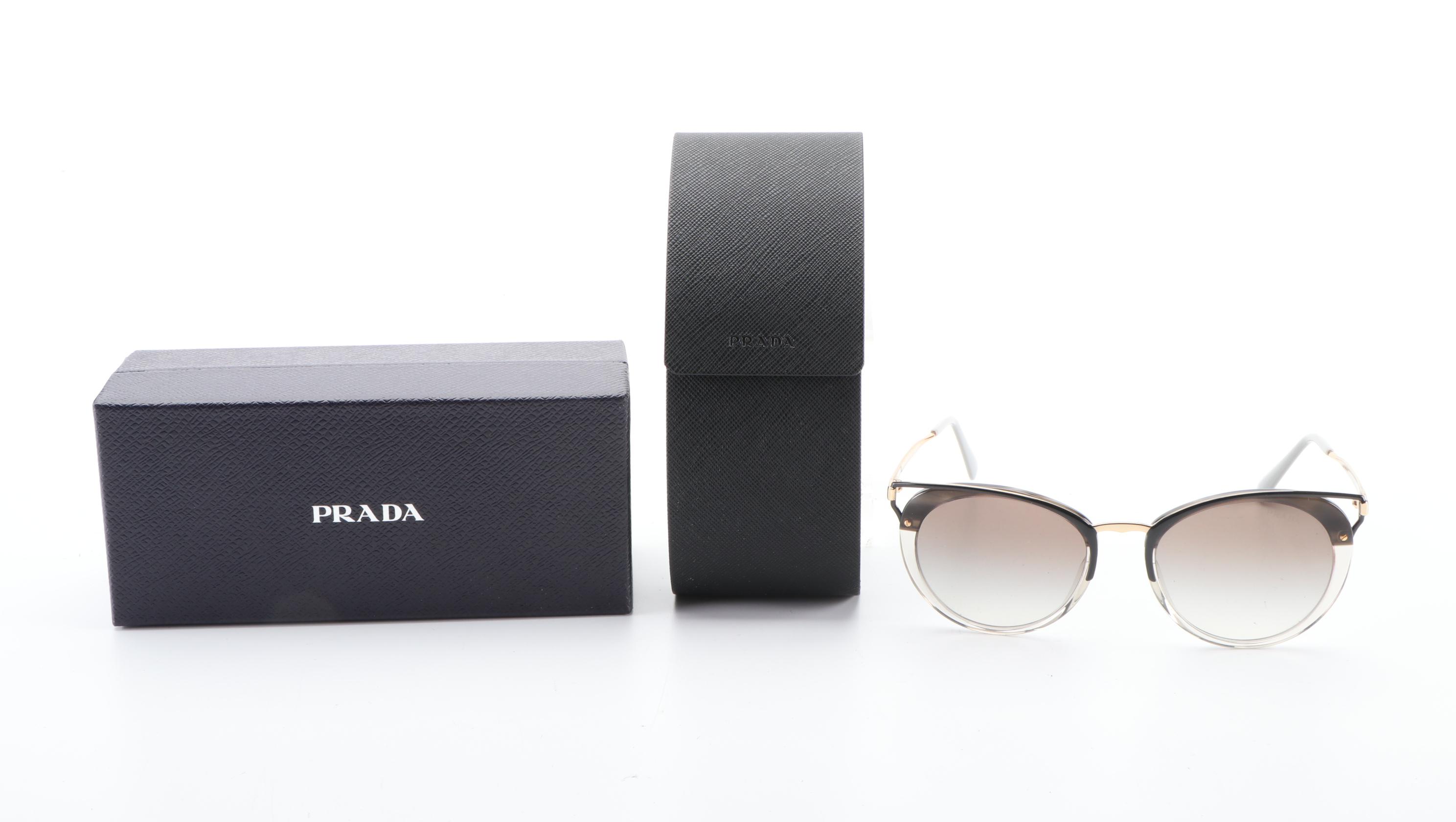 Prada SPR66T Modified Cat Eye Sunglasses with Case and Box