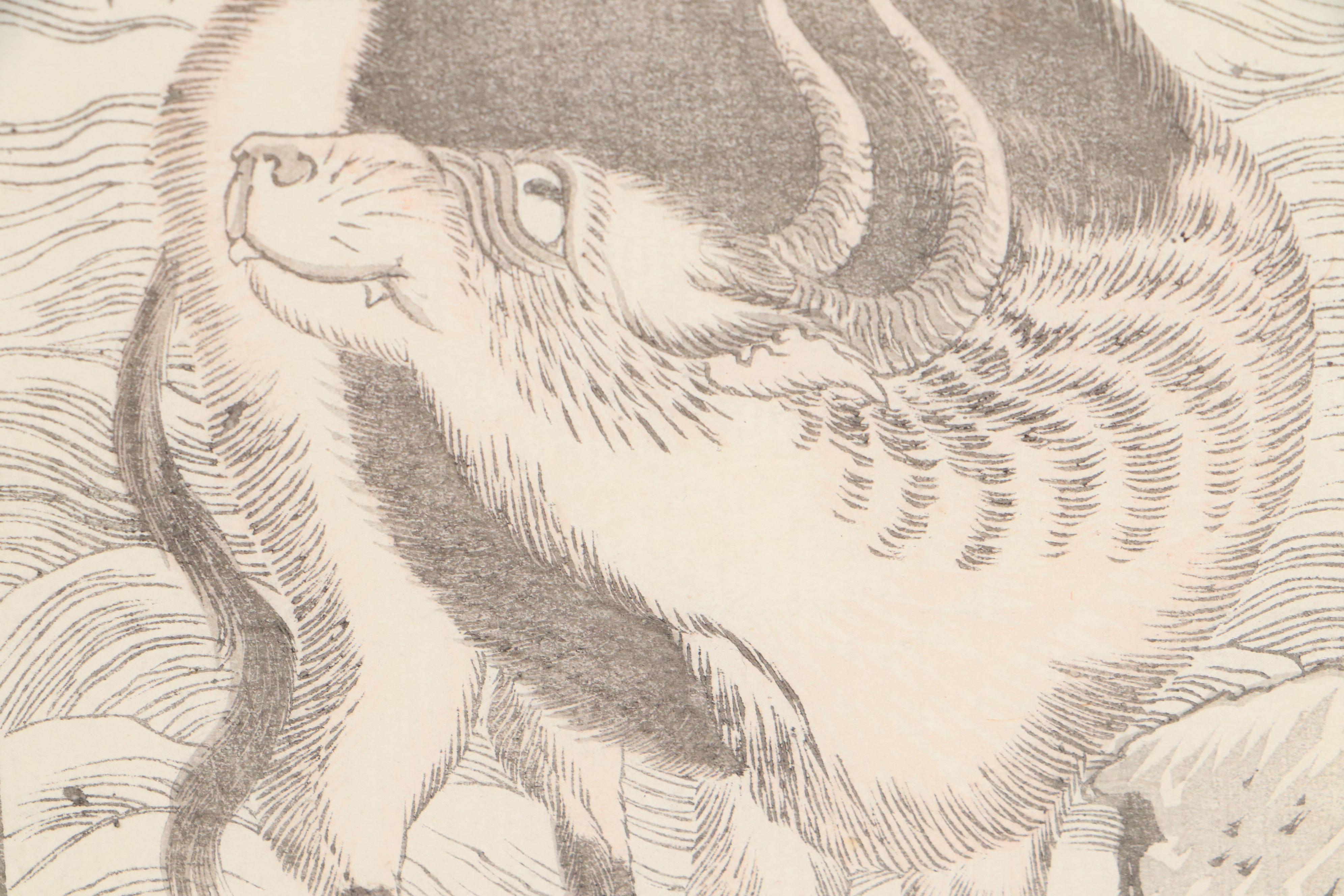 Katsushika Hokusai Woodblock from "Denshin Kaishu Hokusai Manga"