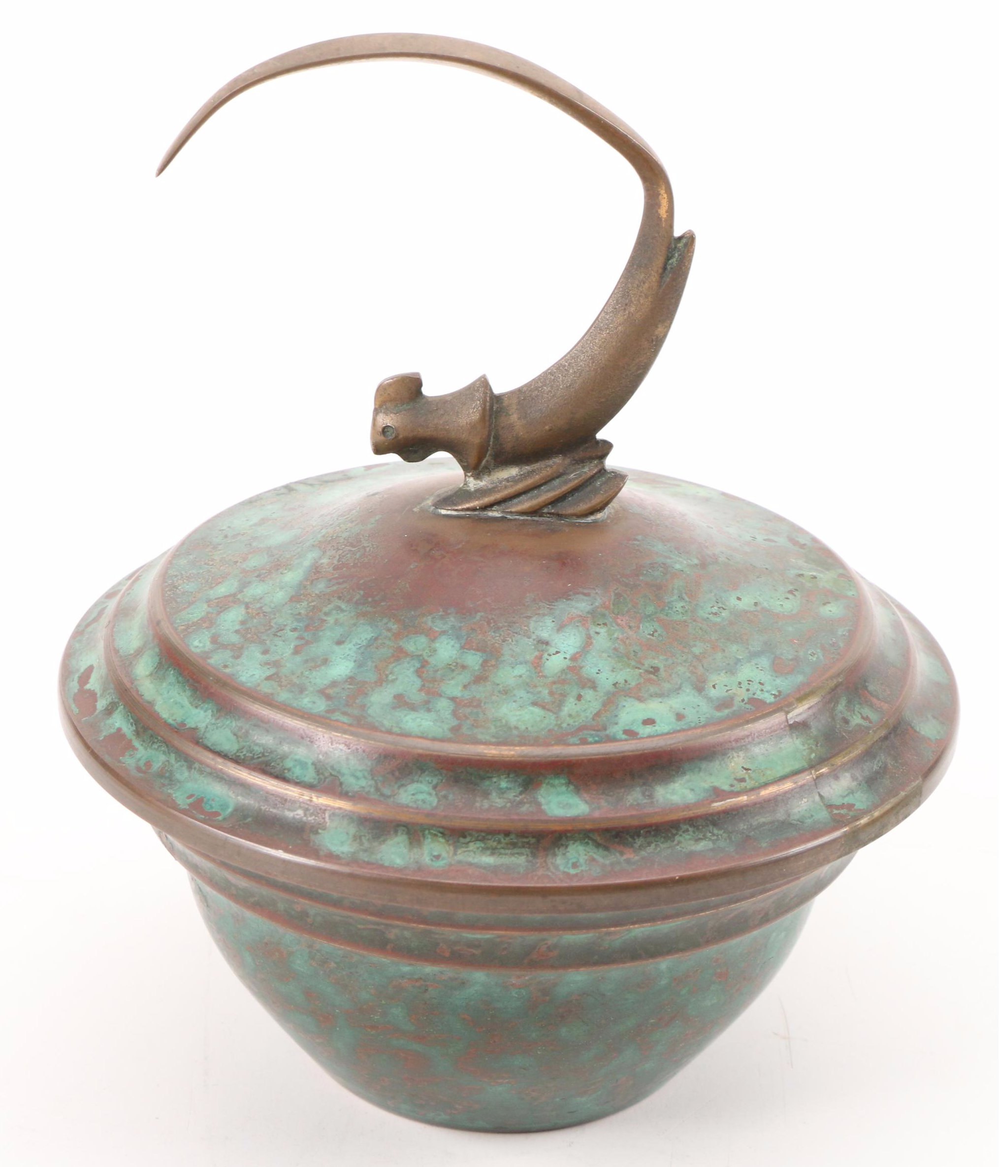 Carl Sorenson Art Deco Style Bronze Bowl and Jennings Brothers Brass Box