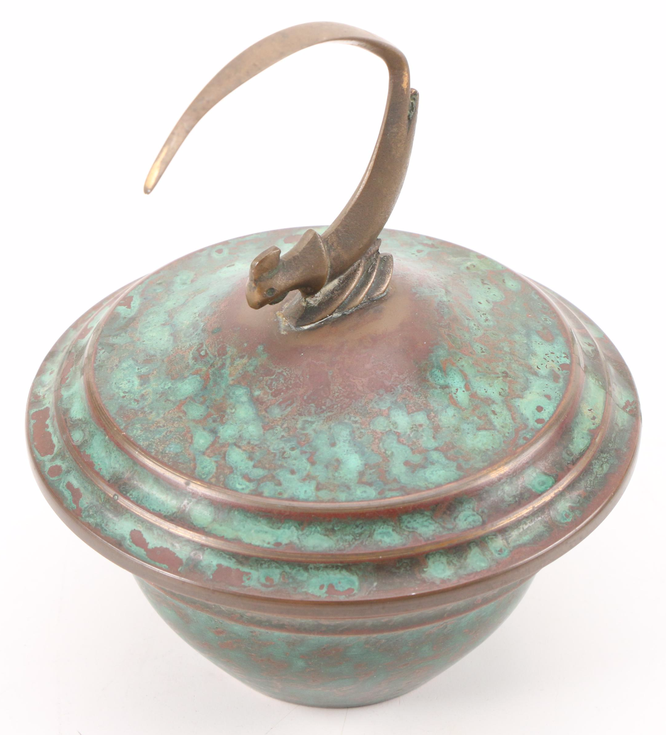 Carl Sorenson Art Deco Style Bronze Bowl and Jennings Brothers Brass Box