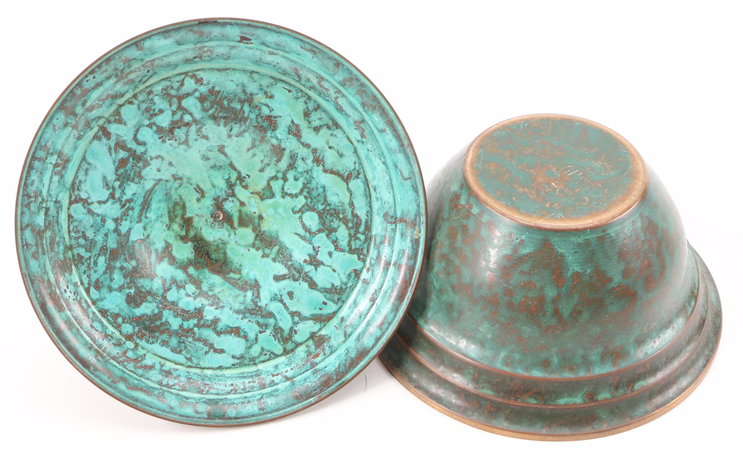 Carl Sorenson Art Deco Style Bronze Bowl and Jennings Brothers Brass Box