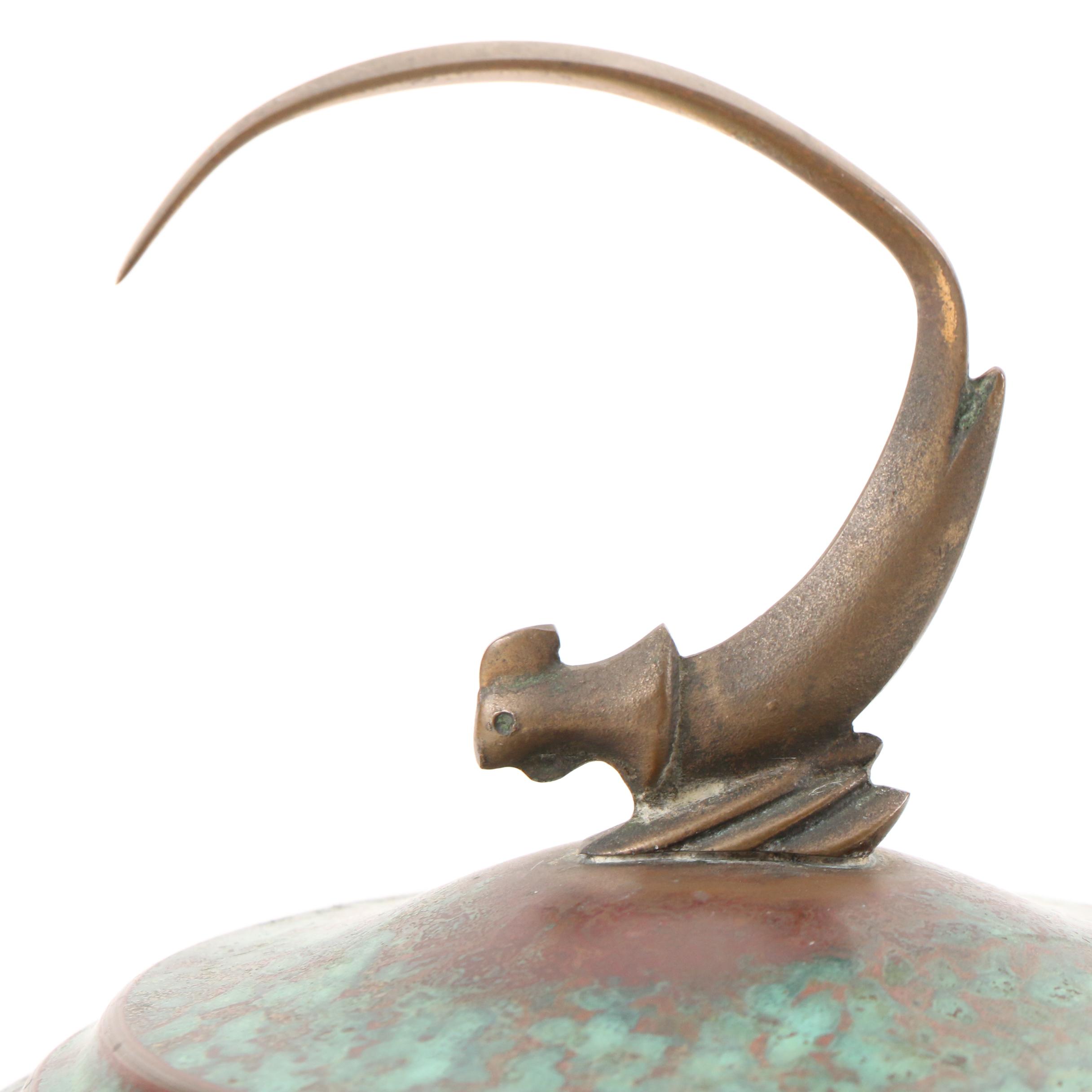 Carl Sorenson Art Deco Style Bronze Bowl and Jennings Brothers Brass Box