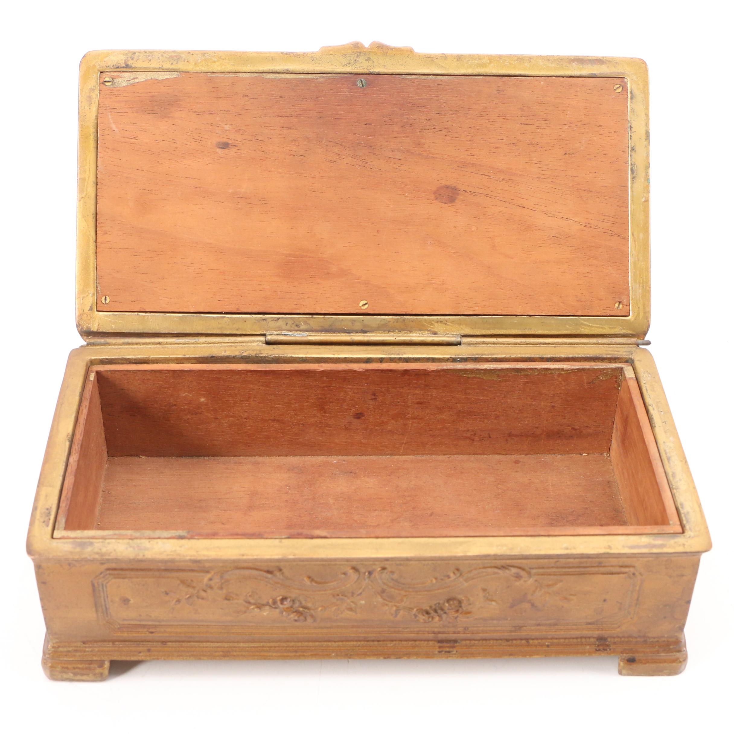 Carl Sorenson Art Deco Style Bronze Bowl and Jennings Brothers Brass Box