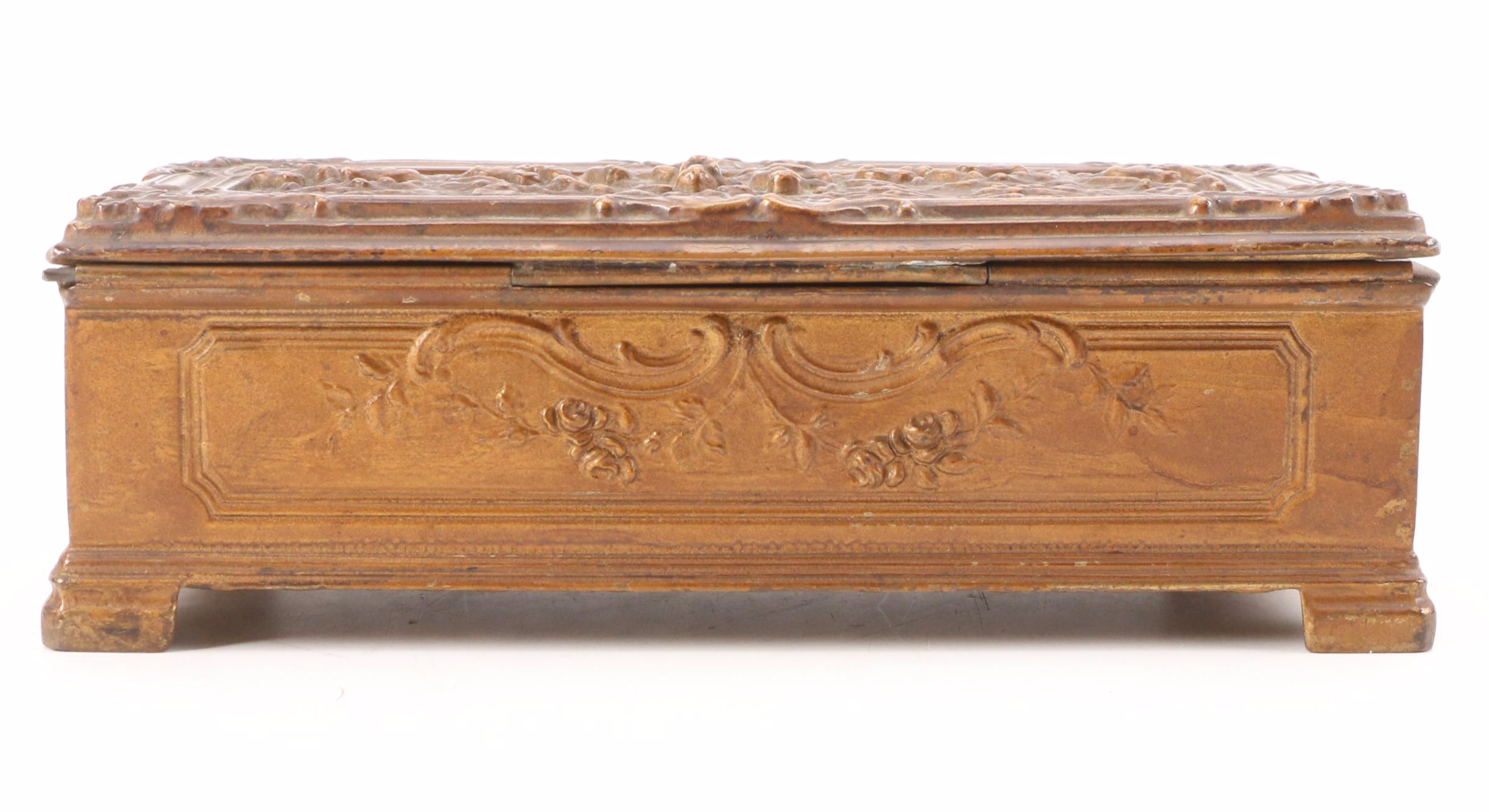 Carl Sorenson Art Deco Style Bronze Bowl and Jennings Brothers Brass Box