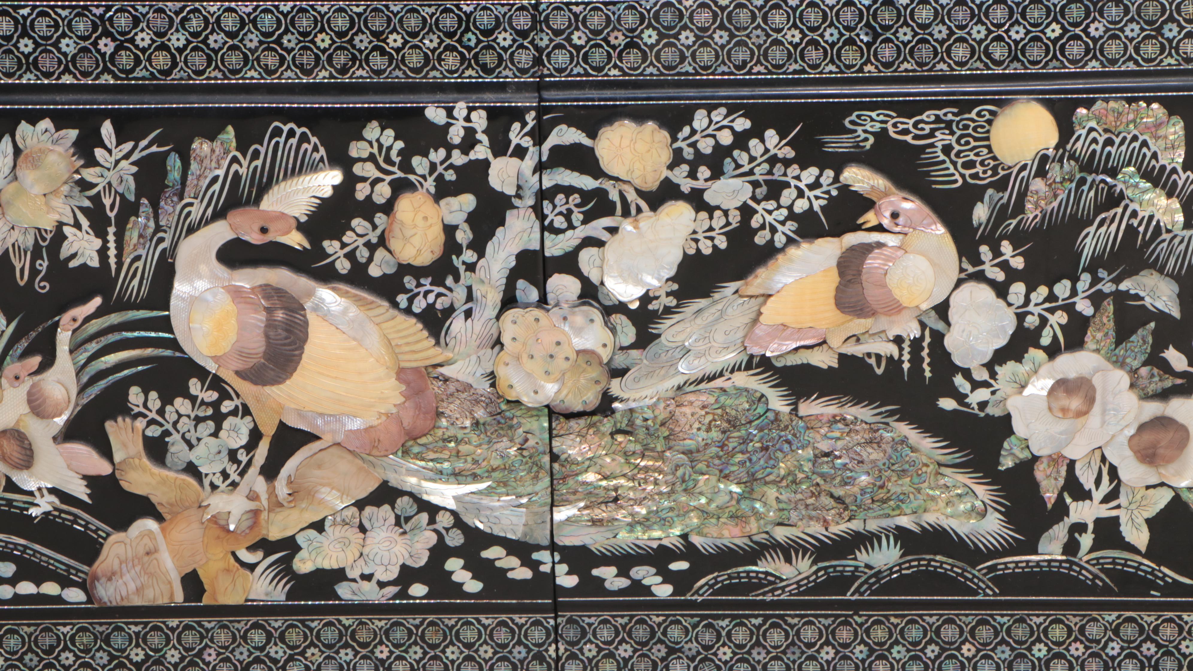 Chinese Lacquered Cabinet with Abalone Inlay