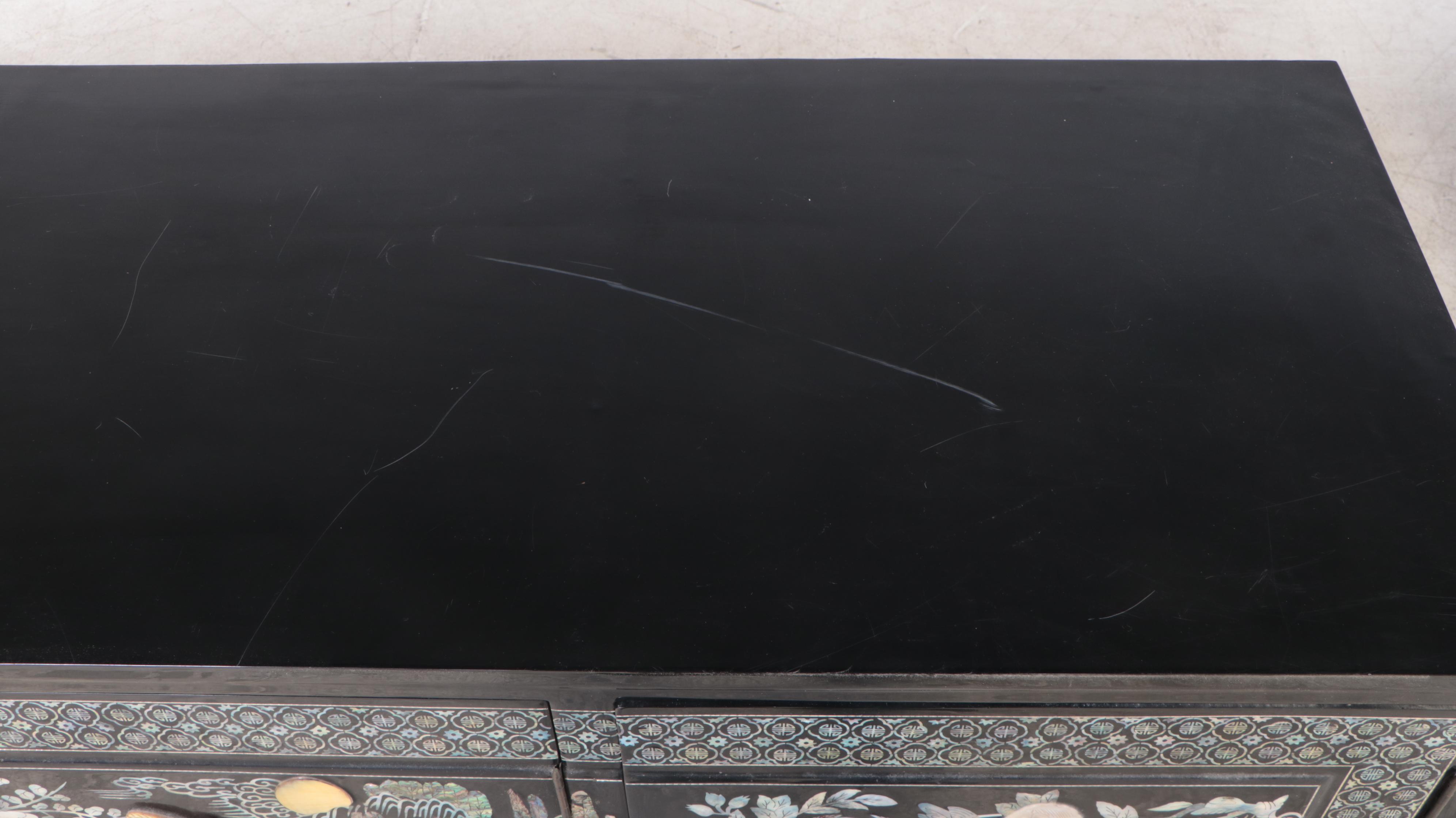 Chinese Lacquered Cabinet with Abalone Inlay