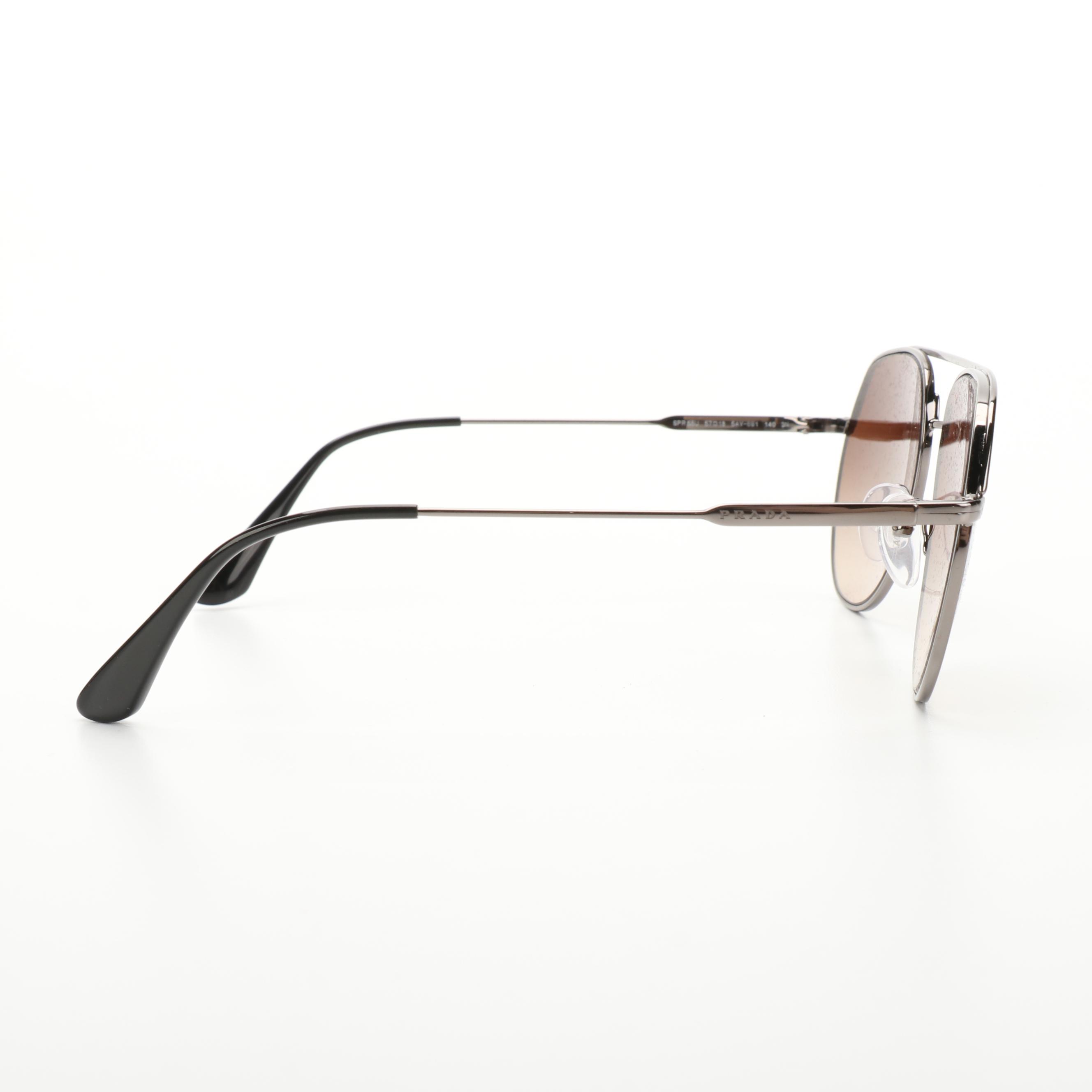 Prada SPR55U Metal Sunglasses with Case and Box