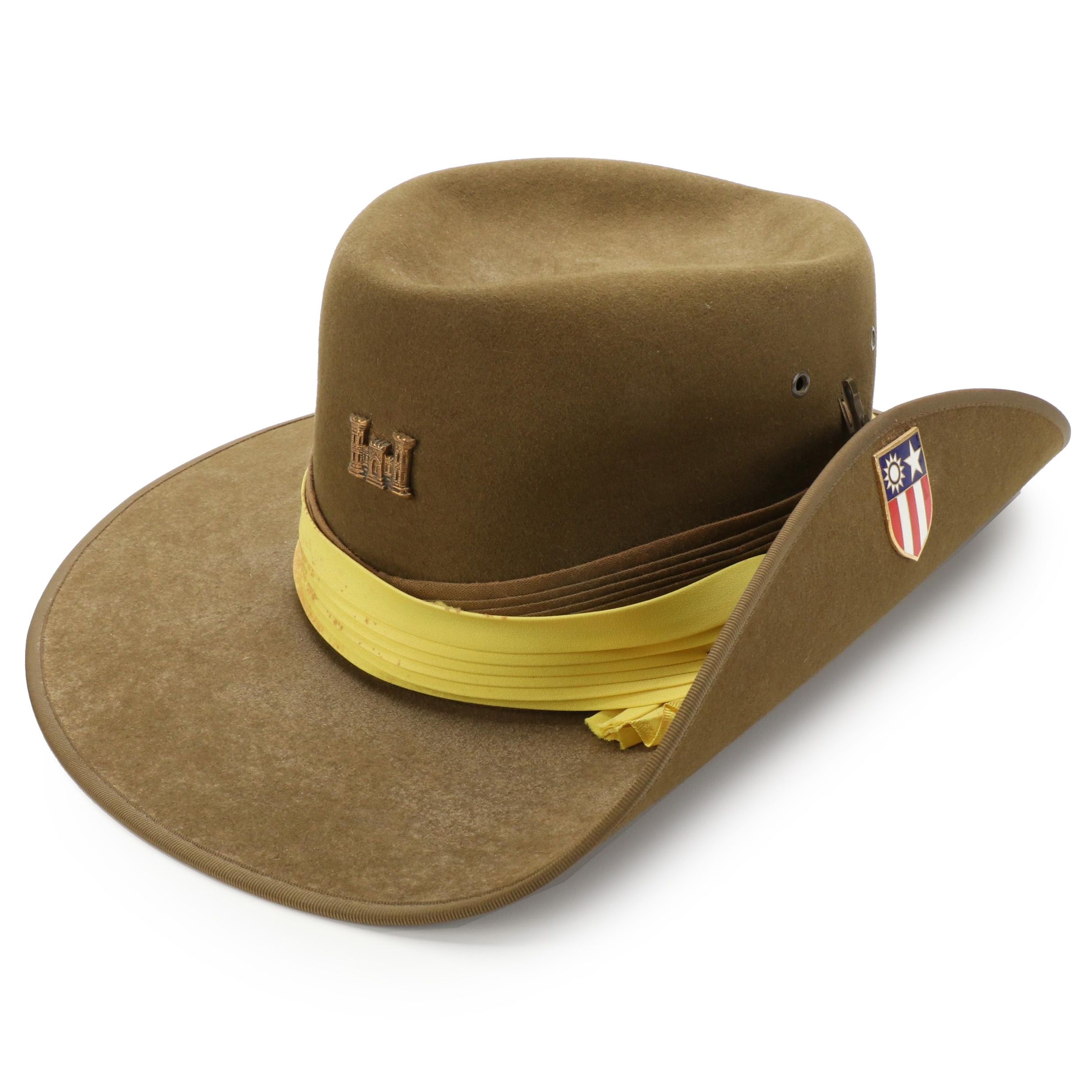 Akubra Fur Felt Military Slouch Hat with U.S. Army CBI and USACE Hatpins