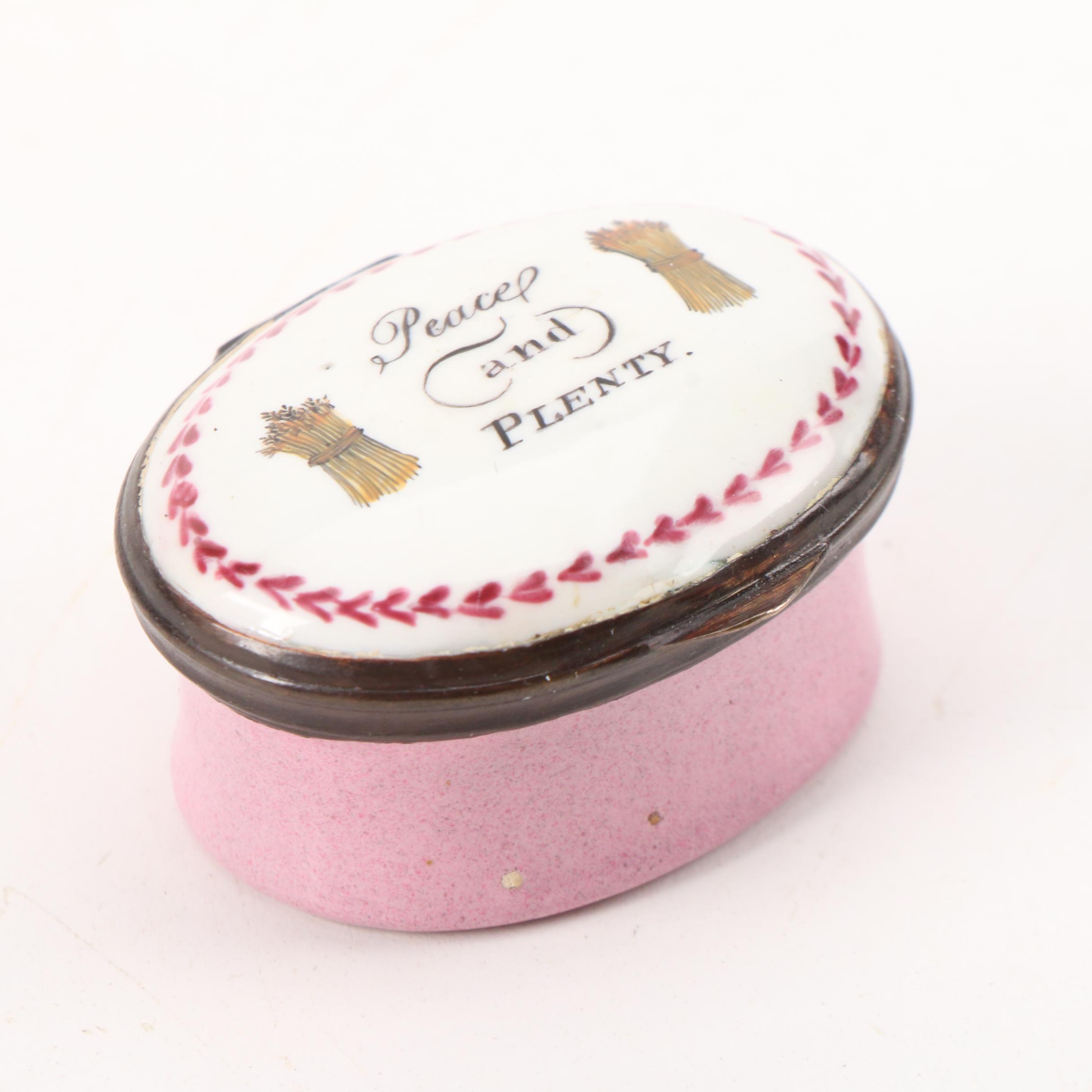 English Georgian Enamel on Copper Patch Box, Late 18th Century