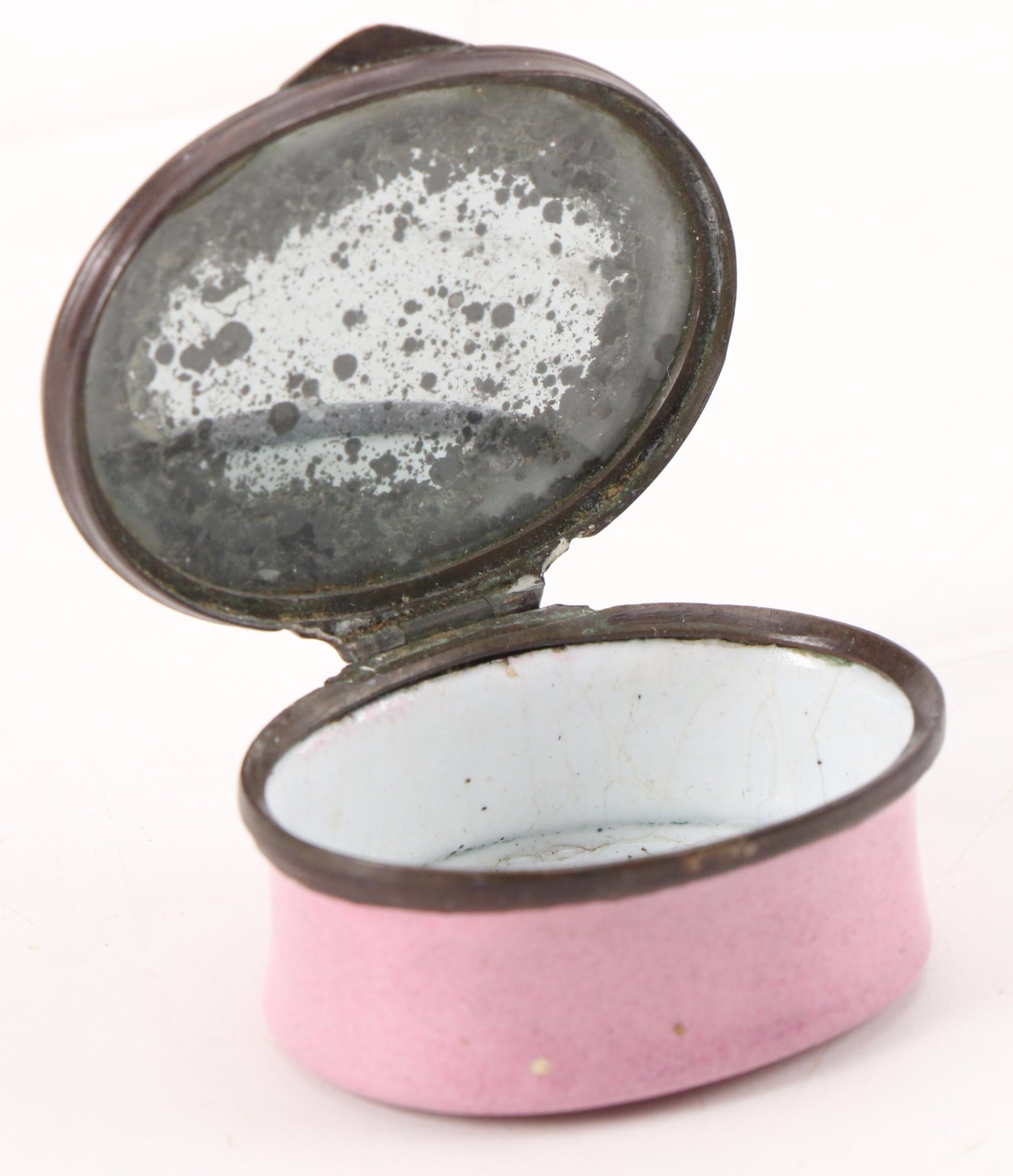 English Georgian Enamel on Copper Patch Box, Late 18th Century