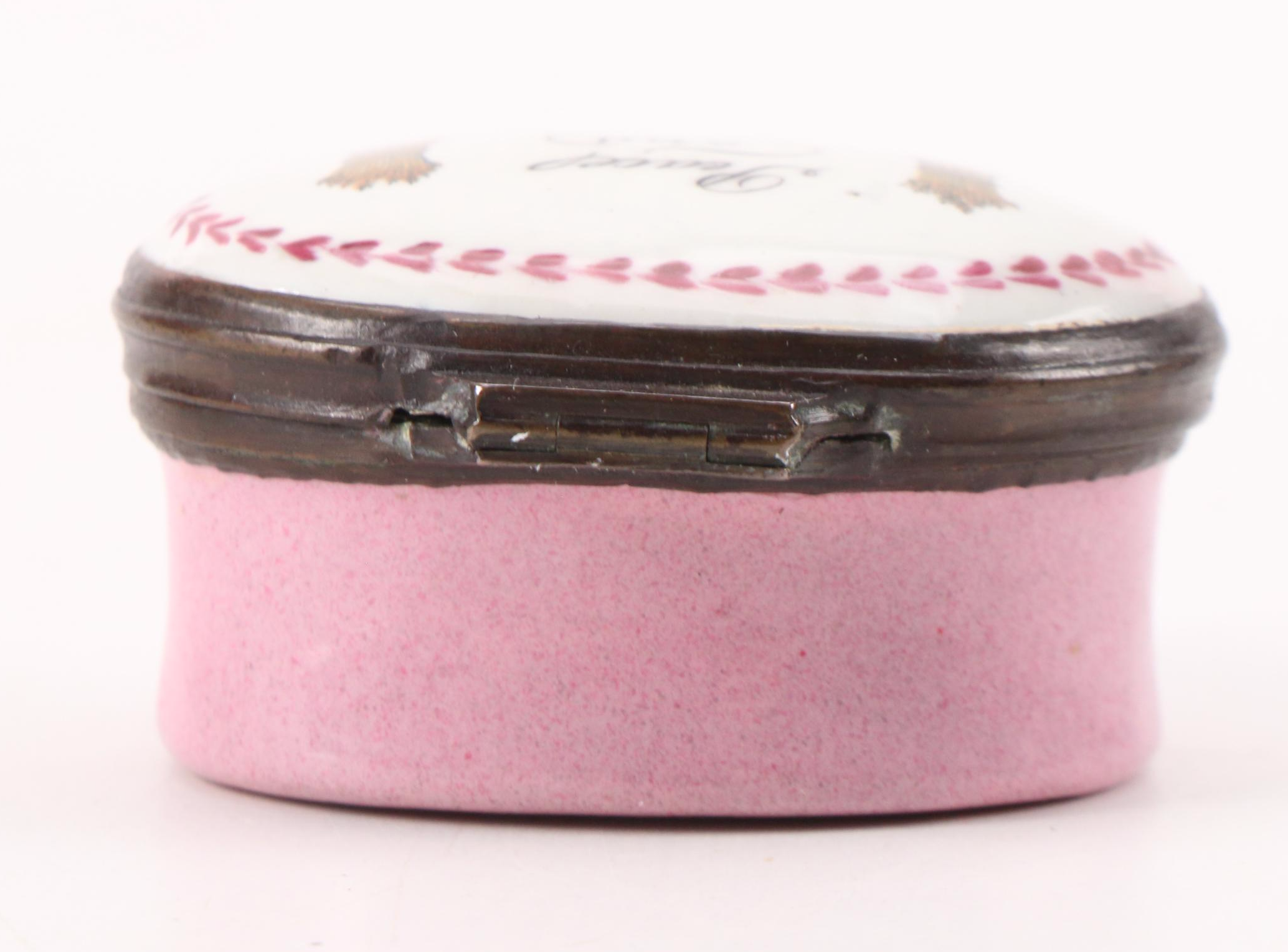 English Georgian Enamel on Copper Patch Box, Late 18th Century