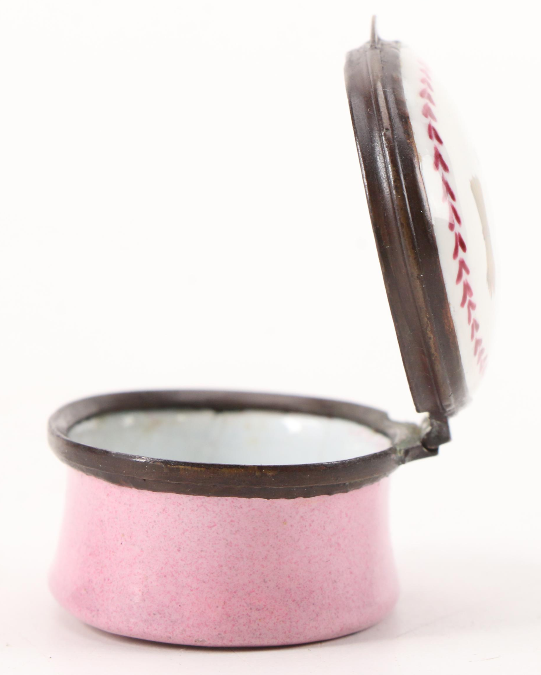 English Georgian Enamel on Copper Patch Box, Late 18th Century