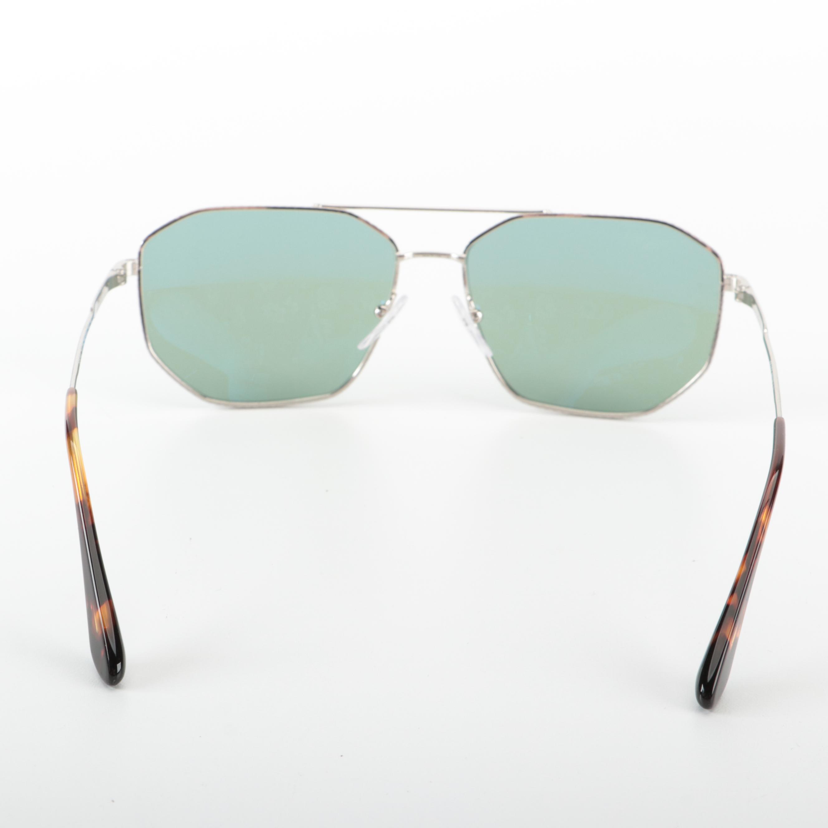 Prada SPR64X Silver Tone Sunglasses with Case and Box