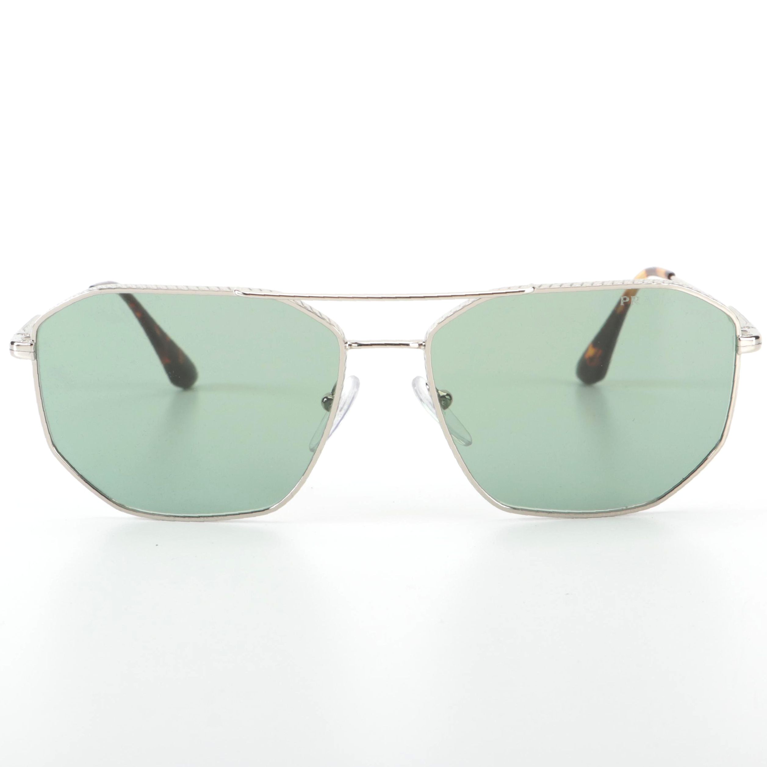 Prada SPR64X Silver Tone Sunglasses with Case and Box