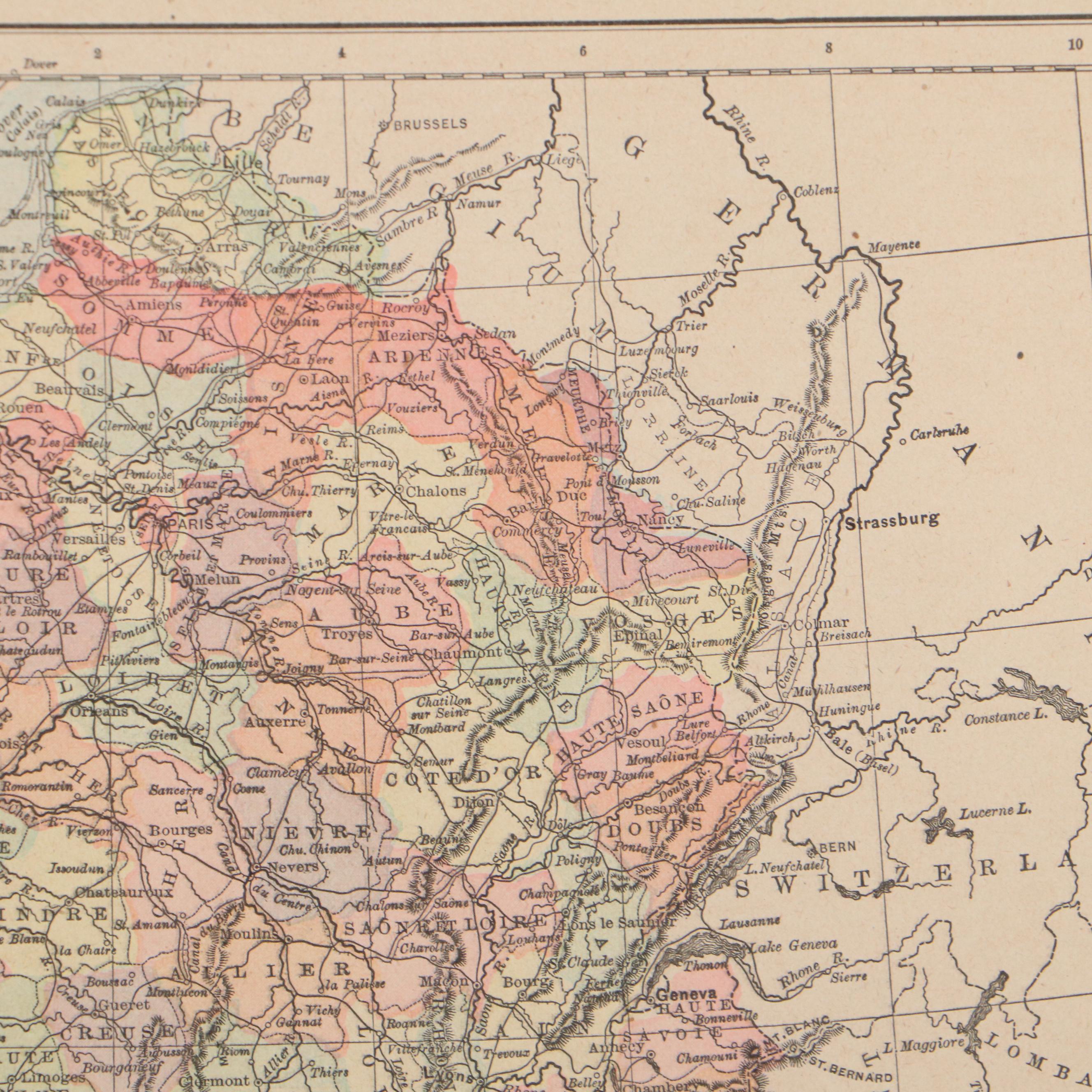 Mast, Crowell & Kirkpatrick Wax Engraving Map of France, Circa 1890