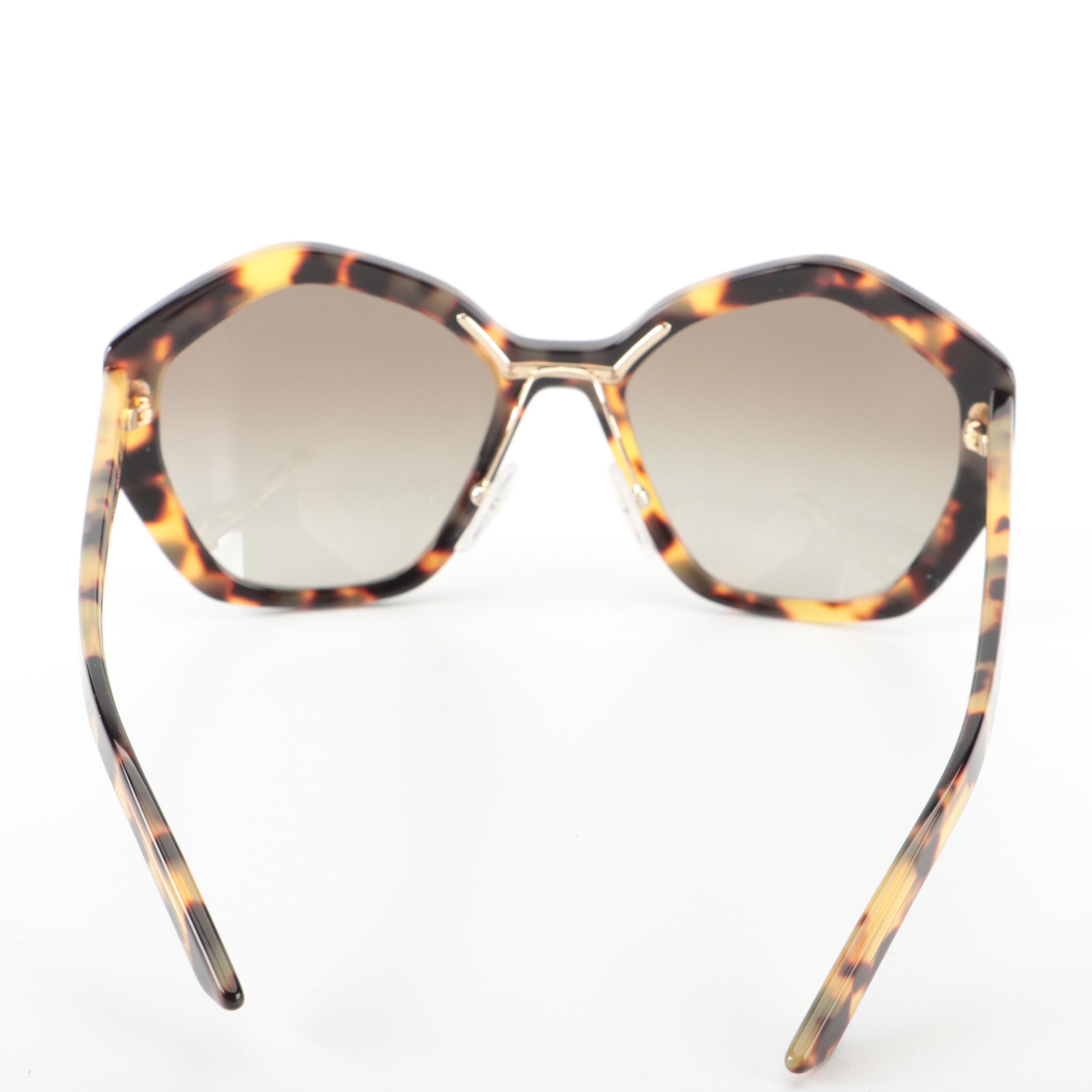 Prada SPR 08X Oversized Geometric Sunglasses with Case and Box