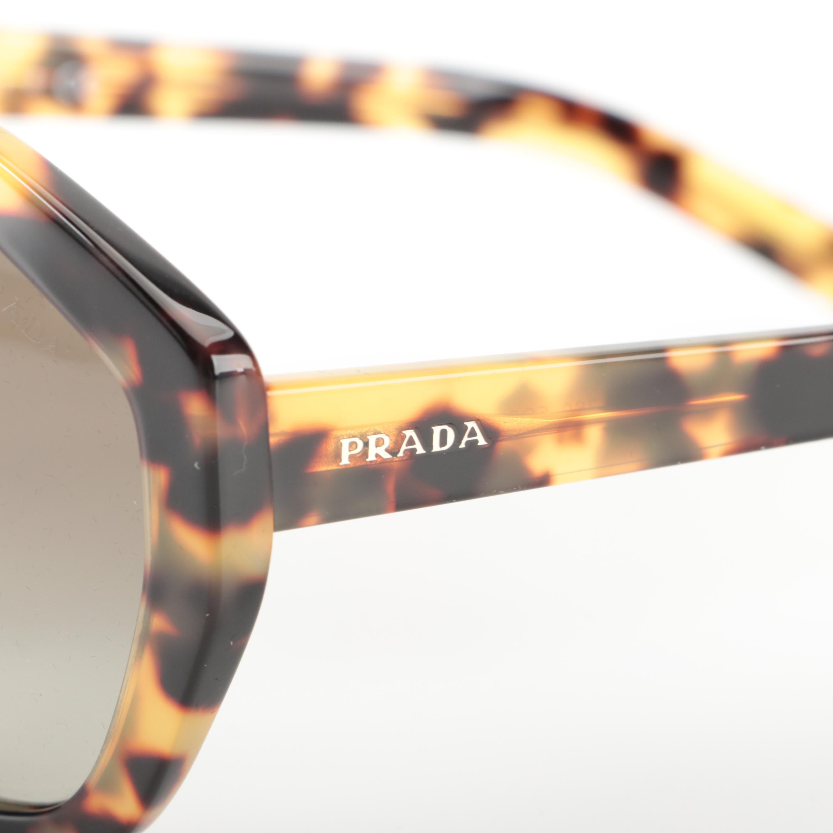 Prada SPR 08X Oversized Geometric Sunglasses with Case and Box